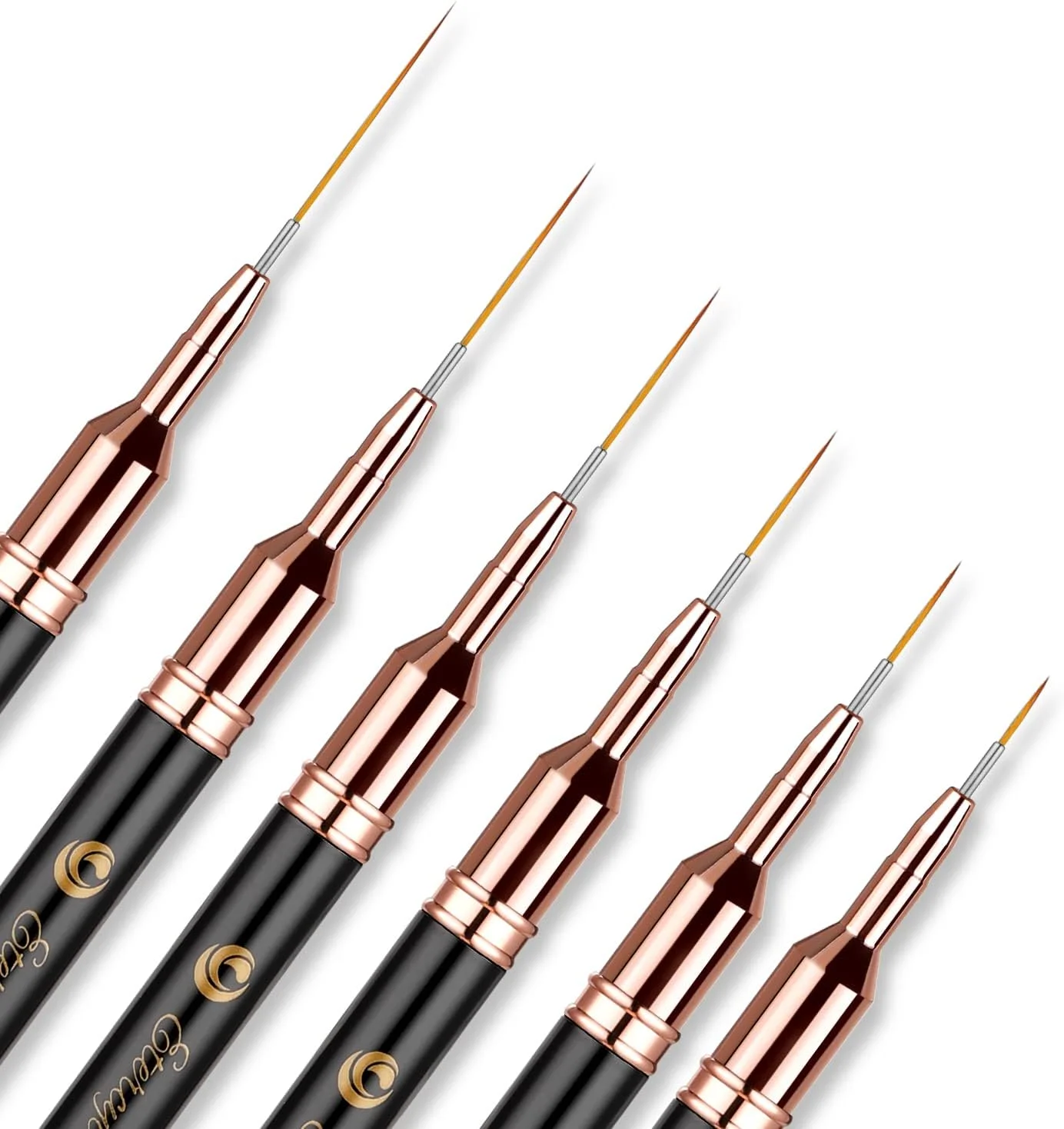 ست قلمو طراحی ناخن Etercycle، 6 عدد قلم موی طراحی لاک ژل، قلم طراحی نقطه ای باریک (5/7/9/11/15/25 میلی متر)