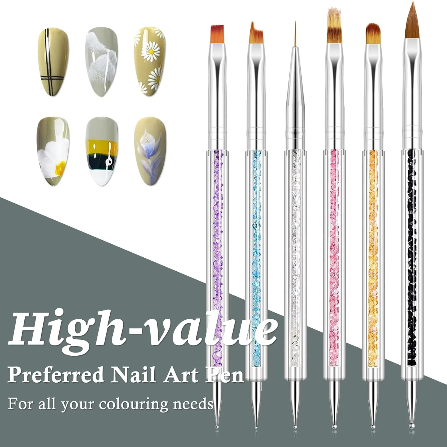 ست قلم موی طراحی ناخن، 6 تکه ابزار قلم موی لاک ناخن، قلم موی ژل اکستنشن، قلم موی خط ناخن، قلم موی تخت گلبرگ، قلم موی سازنده، قلم نقطه گذاری، ابزار نقاشی ناخن با پولک های اکلیلی درشت برای طراحی ناخن ژلی/اکریلیک ست قلم موی طراحی ناخن، 6 تکه ابزار قلم موی لاک ناخن، قلم موی ژل اکستنشن، قلم موی خط ناخن، قلم موی تخت گلبرگ، قلم موی سازنده، قلم نقطه گذاری، ابزار نقاشی ناخن با پولک های اکلیلی درشت برای طراحی ناخن ژلی/اکریلیک