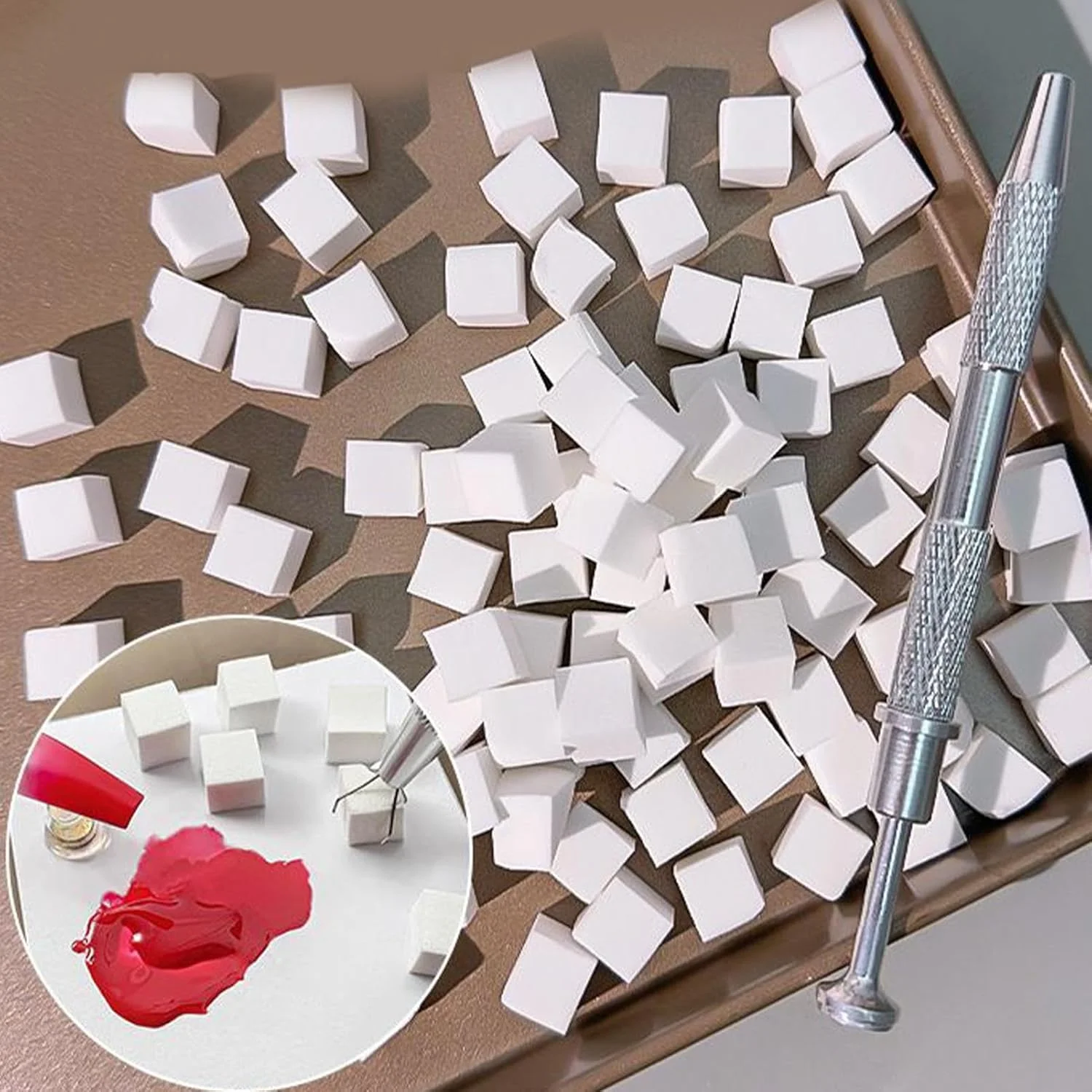 پد ناخن - 200 عدد پد اسفنجی ناخن به همراه قلم گیره ای - ابزار حرفه ای سالن زیبایی هنر مانیکور برای همسر، خانواده، دوستان، دختران و زنان