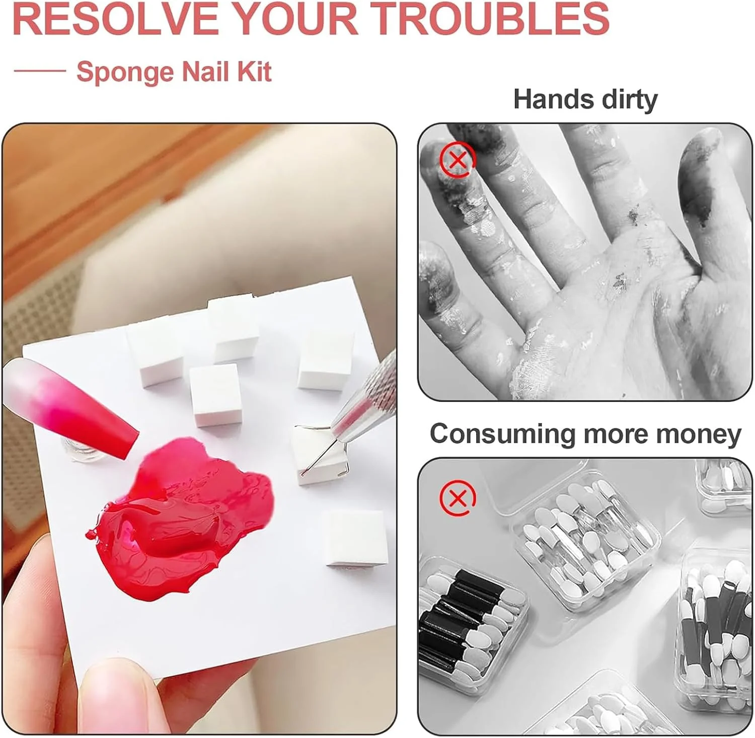 اسفنج طراحی ناخن | 200 عدد اسفنج برس ناخن به همراه قلم گیره ای | ابزار حرفه ای مانیکور سالن زیبایی برای خانواده، دوستان، دختران، مادران و بانوان