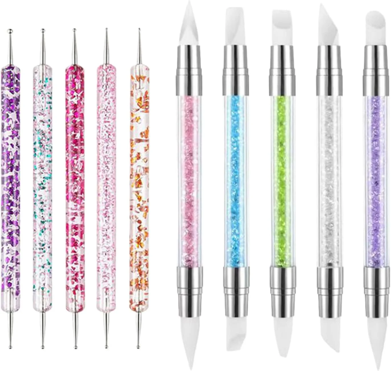 ابزار ژل طراحی ناخن، ابزار مجسمه سازی ناخن دو طرفه | ابزار چند منظوره حکاکی ناخن برای مسافرت، خانه، مدرسه و سفر کاری