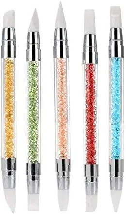 ست 5 عددی قلم طراحی ناخن کریستالی با سر سیلیکونی، مناسب برای طراحی، شکل دهی، مجسمه سازی و طراحی آکریلیک ناخن