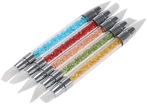 ست 5 عددی قلم طراحی ناخن کریستالی با سر سیلیکونی، مناسب برای طراحی، شکل دهی، مجسمه سازی و طراحی آکریلیک ناخن