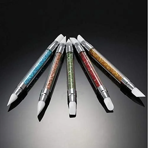 ست 5 عددی قلم طراحی ناخن کریستالی با سر سیلیکونی، مناسب برای طراحی، شکل دهی، مجسمه سازی و طراحی آکریلیک ناخن