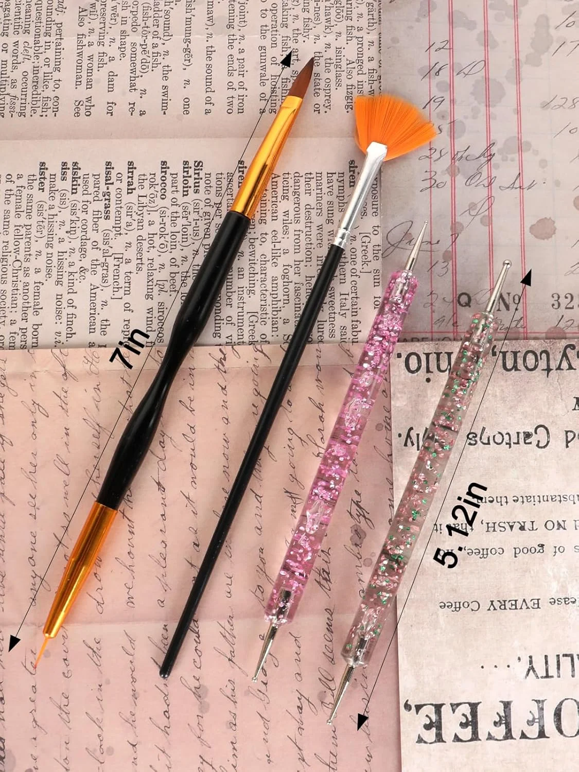 ست ۳۱ عددی قلم طراحی ناخن با قلم نقطه گذاری، خط کش نواری برای استفاده در طراحی لاک ژل