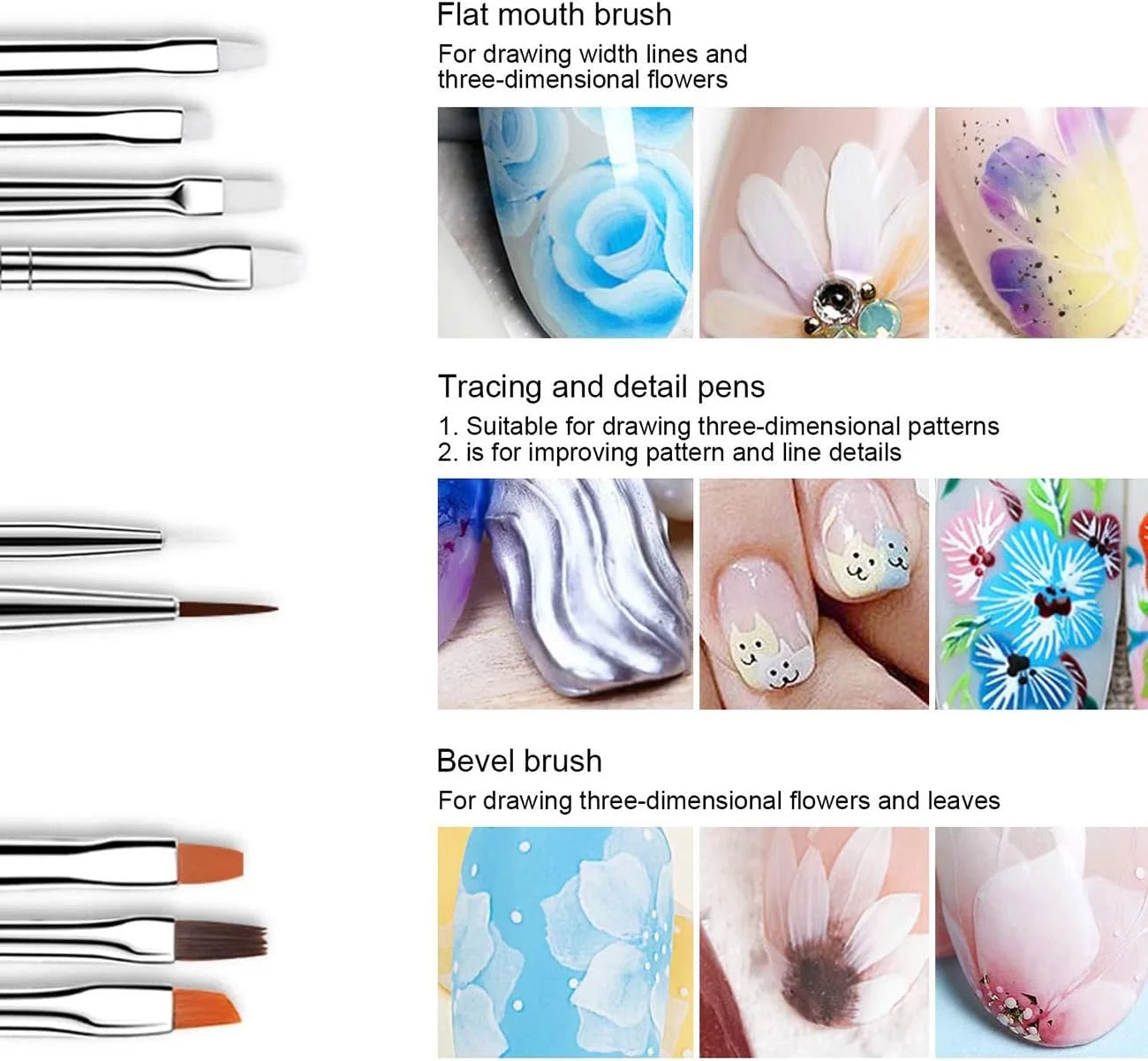 مجموعه قلم موی طراحی ناخن دلفینو 15 عددی، ابزار طراحی و نقطه گذاری