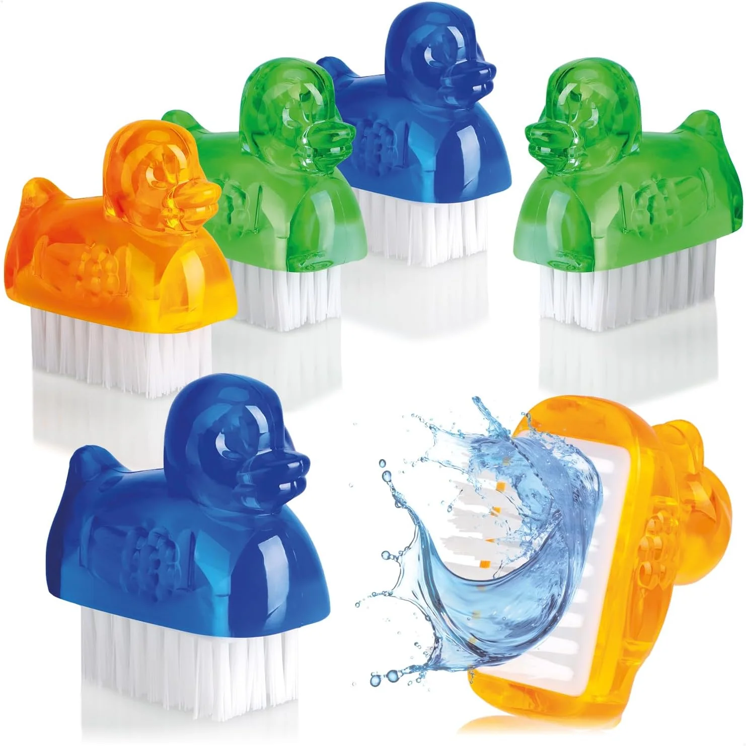 com-four® 6x mini hand washing brushes in duck design - nail brush for hand and nail cleaning [selection varies]