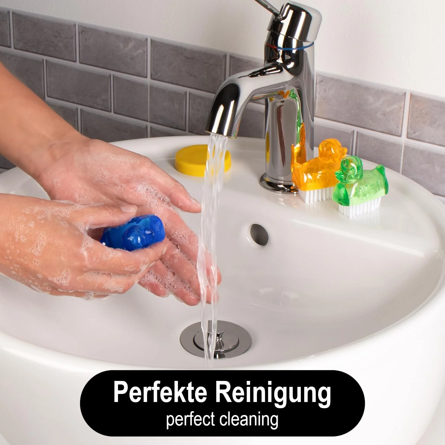 com-four® 6x mini hand washing brushes in duck design - nail brush for hand and nail cleaning [selection varies]