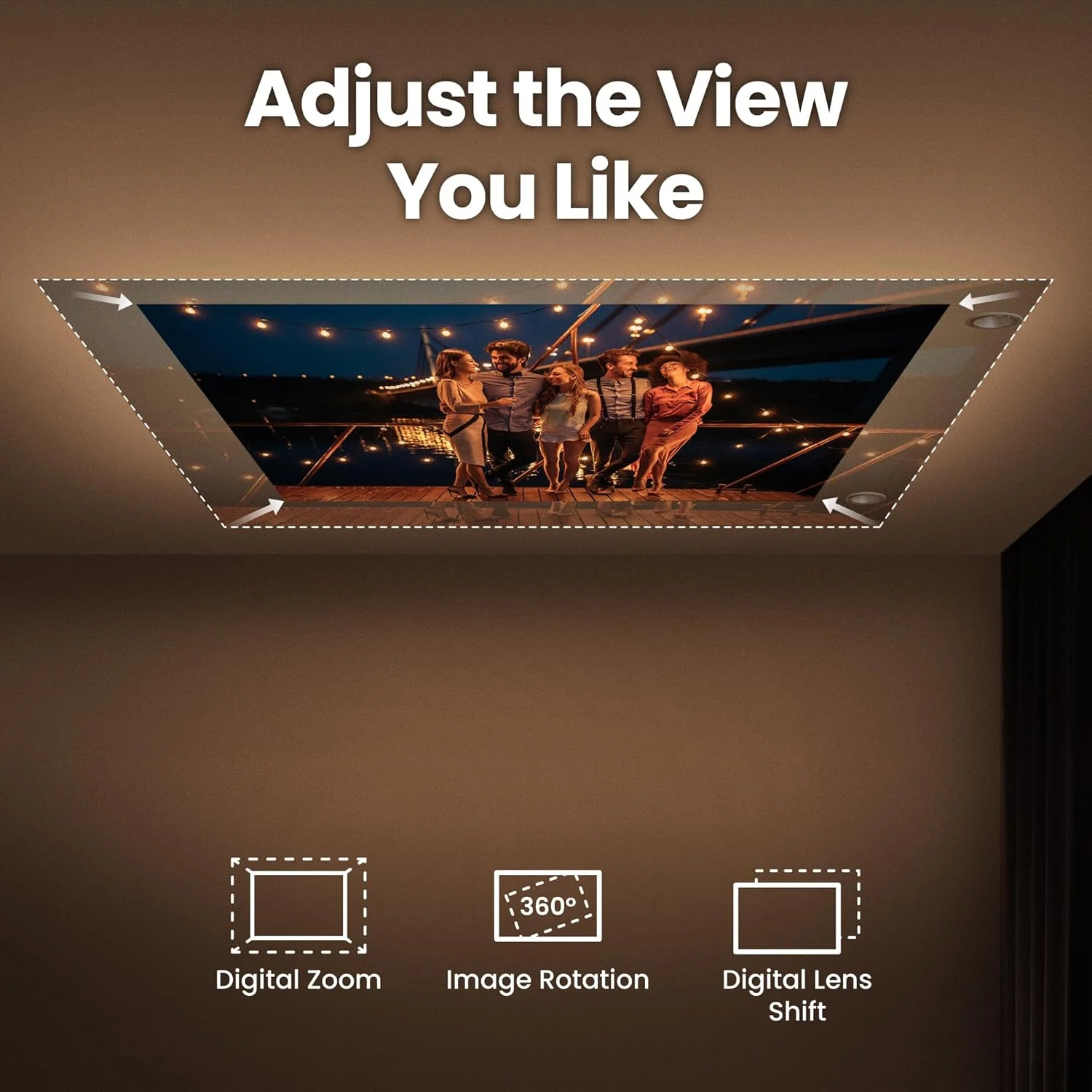 پروژکتور لیزری قابل حمل بنکیو GV50 مدل [عرضه ۲۰۲۵]، ۵۰۰ لومن، 1080p، پشتیبانی از 4K، قابلیت پخش روی سقف، پایه سه پایه، زاویه چرخش، Google TV، دارای تاییدیه Netflix، WiFi و بلوتوث، بلندگوی ووفر عمیق.