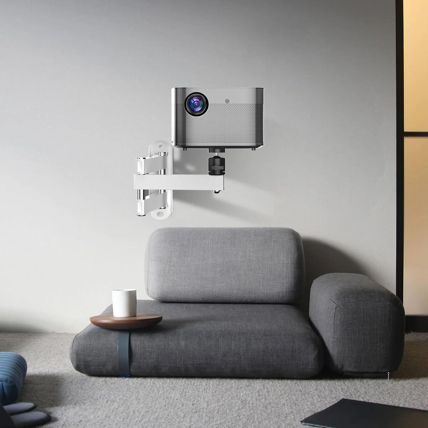 پایه دیواری تاشو پروژکتور Suptek، پایه پروژکتور دیواری قابل تنظیم جهانی، سایز پیچ 1/4 اینچ M4 M6، سفید، MA1330YTW