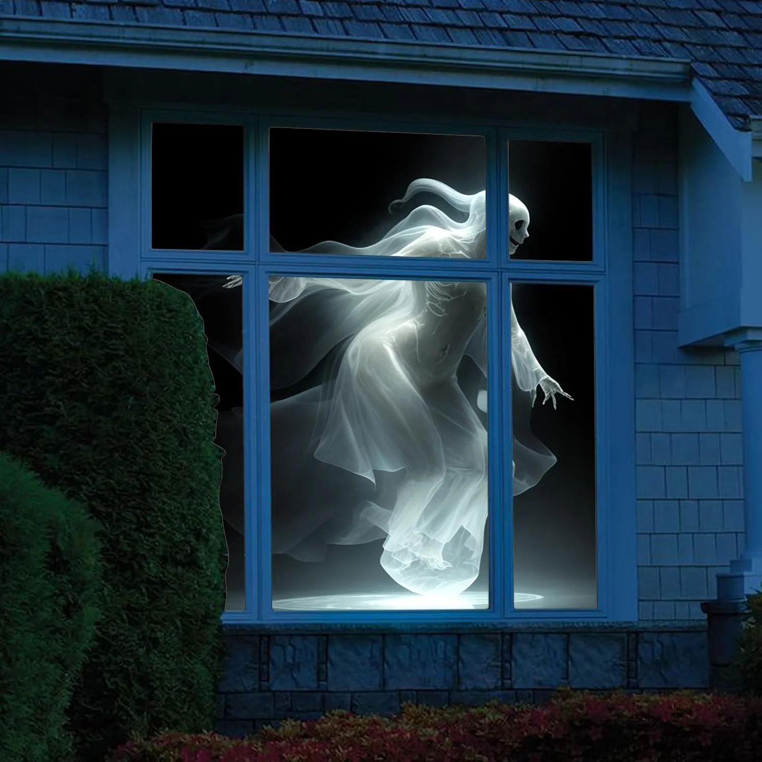 فیلم پرده نمایش پنجره SUPYINI، صفحه نمایش پروژکتور پارچه ای عقب 25x23x1 برای ویدئو پروژکتور مجازی پنجره کریسمس هالووین (سفید)