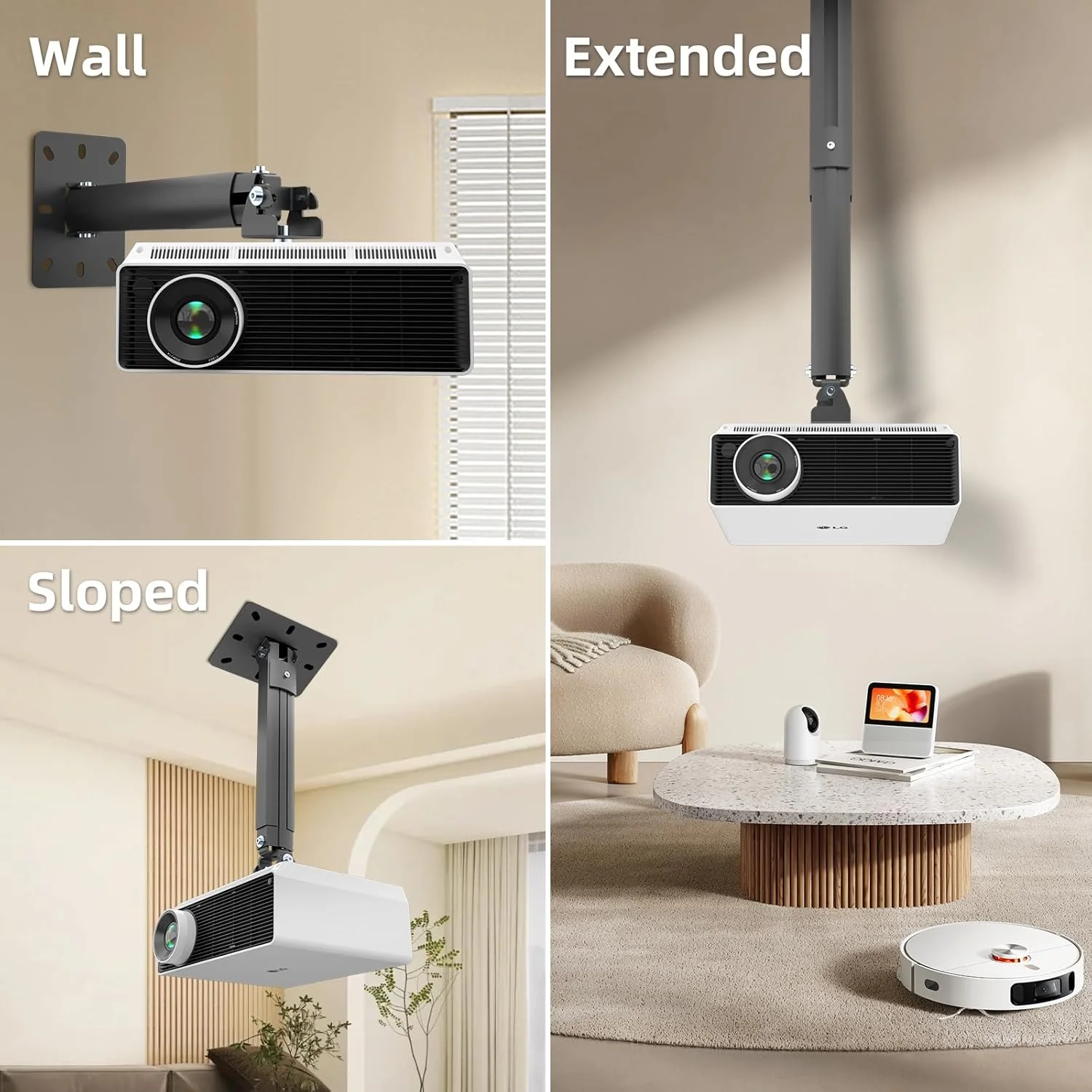 پایه سقفی پروژکتور ویدئویی Suptek PR05MINIB، چرخش 360 درجه، شیب 90 درجه تا 13.6 کیلوگرم، قابل افزایش طول 34-54 سانتی متر، پایه پروژکتور (مشکی)