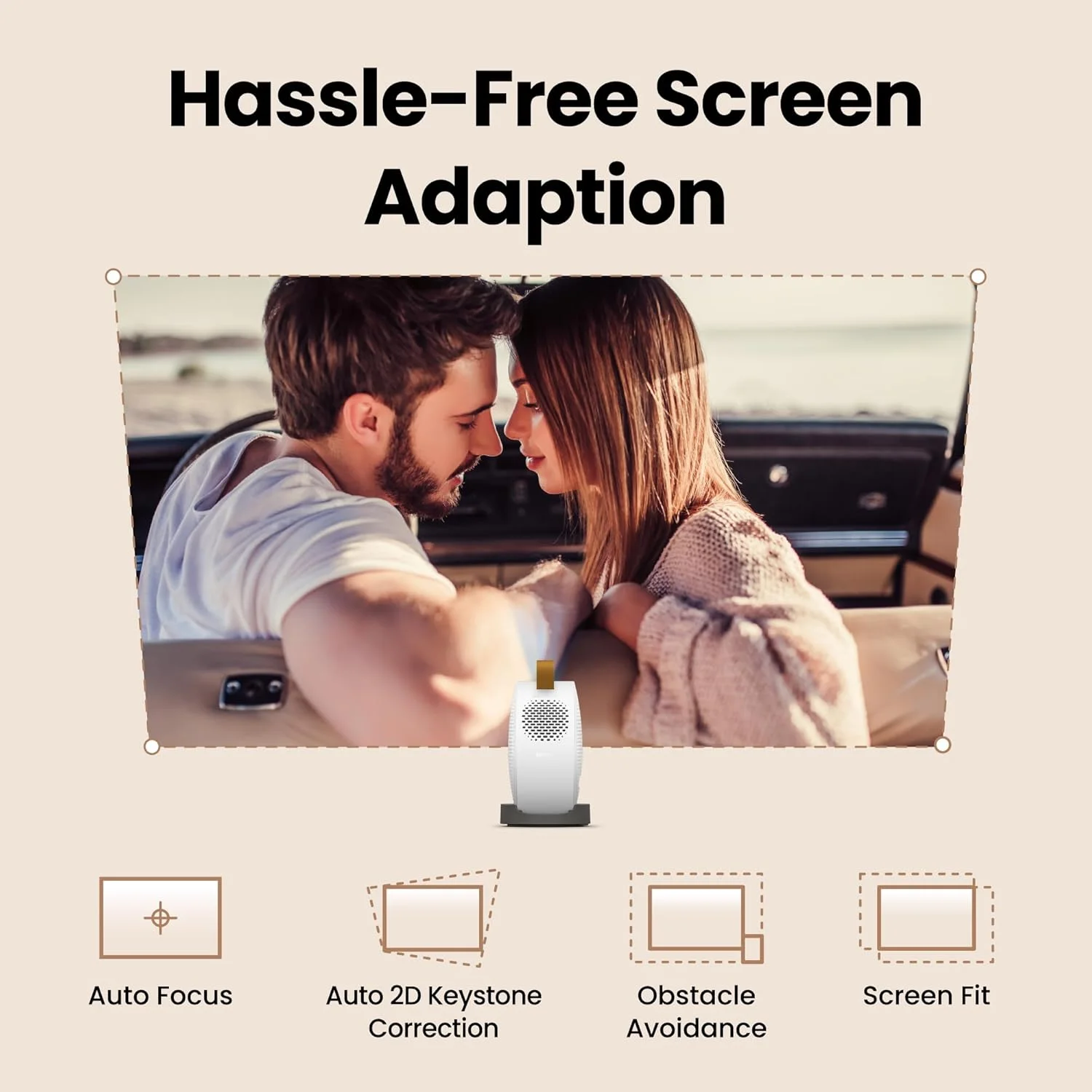 پروژکتور لیزری قابل حمل بنکیو GV50 مدل [عرضه ۲۰۲۵]، ۵۰۰ لومن، 1080p، پشتیبانی از 4K، قابلیت پخش روی سقف، پایه سه پایه، زاویه چرخش، Google TV، دارای تاییدیه Netflix، WiFi و بلوتوث، بلندگوی ووفر عمیق.