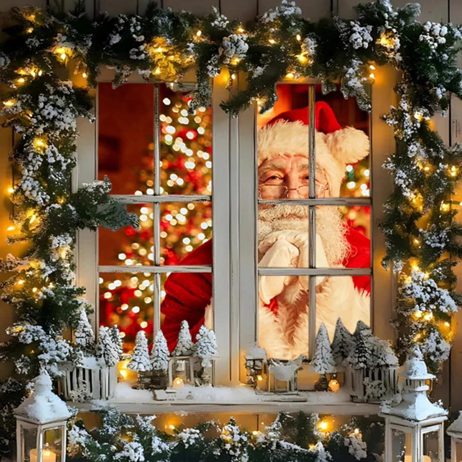 فیلم پرده نمایش پنجره SUPYINI، صفحه نمایش پروژکتور پارچه ای عقب 25x23x1 برای ویدئو پروژکتور مجازی پنجره کریسمس هالووین (سفید)