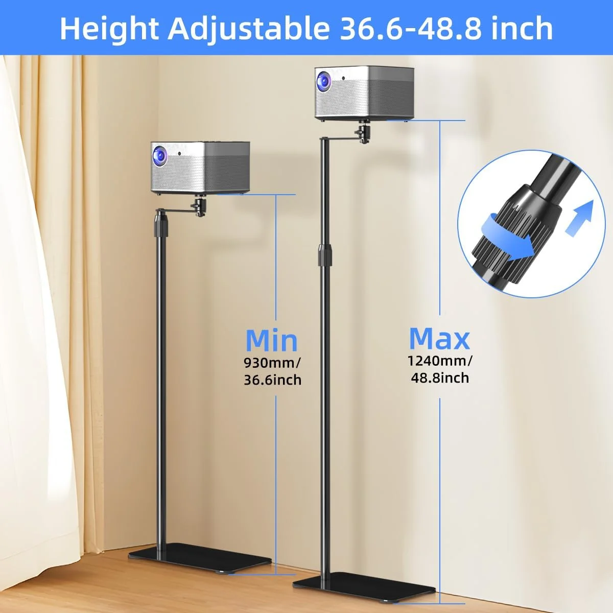 پایه پروژکتور Suptek، نصب دیواری مخفی، چرخش 360 درجه، ارتفاع قابل تنظیم، براکت نصب مینی پروژکتور، سازگار با دوربین های فیلمبرداری خانگی، اداری، PR001FP