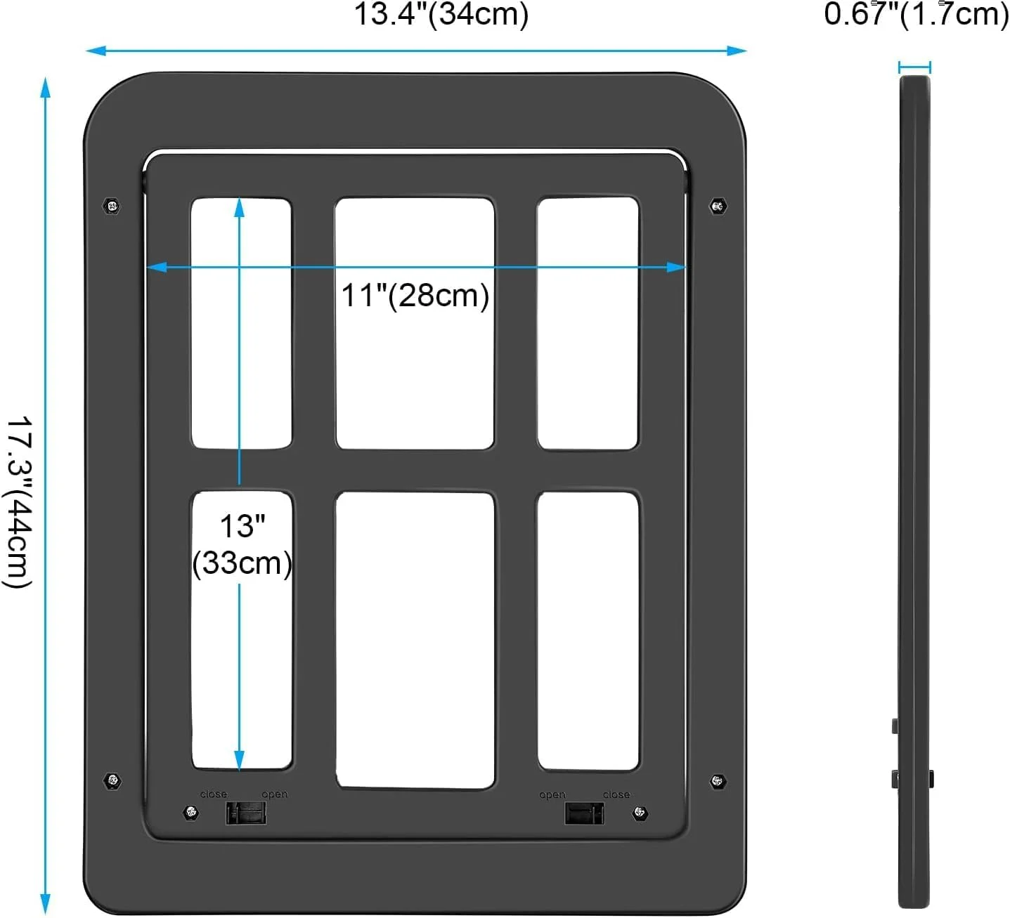 درب حیوانات خانگی Beauenty، درب توری حیوانات خانگی، برای گربه و سگ، توری با درب داخلی حیوانات خانگی، فلپ مغناطیسی چرخشی، قفل‌شدنی، توری محکم حیوانات خانگی (مشکی، 44CM*34CM)