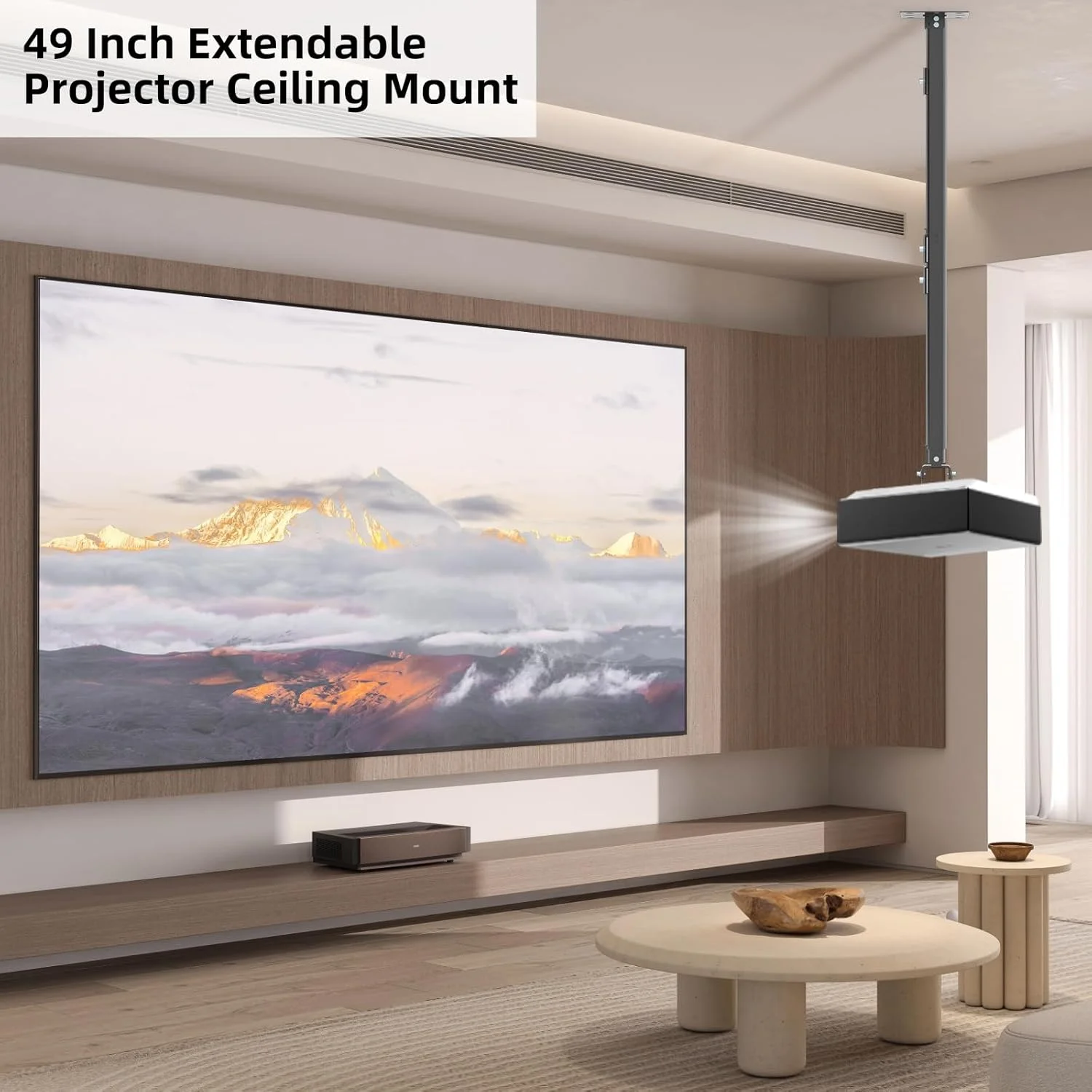 پایه سقفی پروژکتور Suptek مناسب برای سقف های صاف یا شیب دار با ارتفاع قابل تنظیم و طول قابل افزایش 78-125 سانتی متر، برای پروژکتورهای LCD/DLP، مشکی (PR05LB)