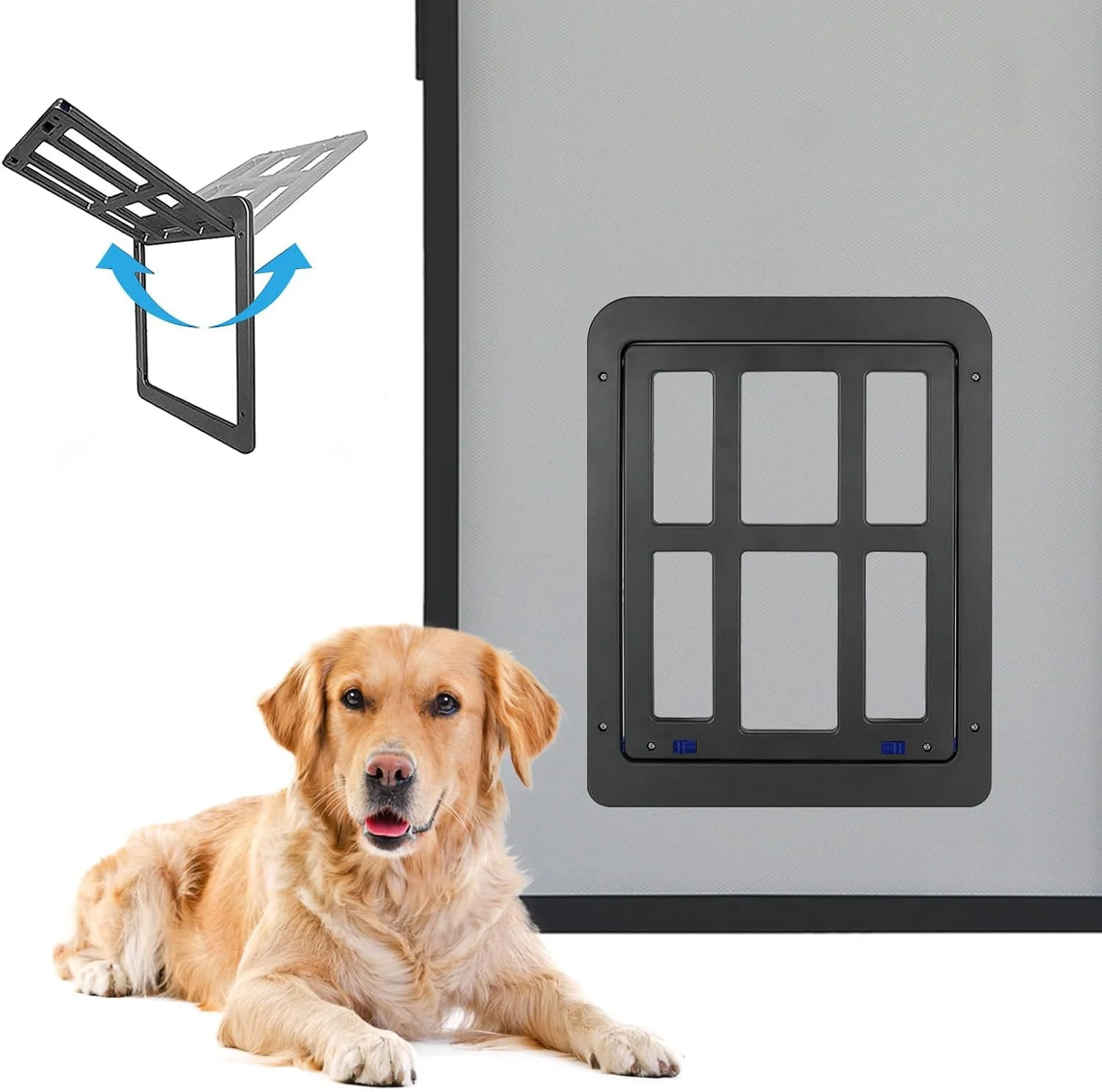 درب توری سگ Billionchains برای درب توری کشویی، درب توری حیوانات خانگی با دریچه قفل‌شو، مناسب برای سگ و گربه - مشکی