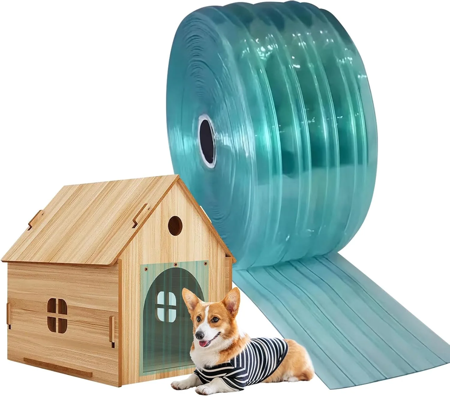 دریچه جایگزین درب سگ CALIDAKA، دریچه شفاف درب خانه سگ، نوارهای درب حیوانات خانگی وینیل جایگزین درب سگ، برای درب سگ بزرگ متوسط کوچک DIY در فضای باز، 7 اینچ در 4.9 فوت