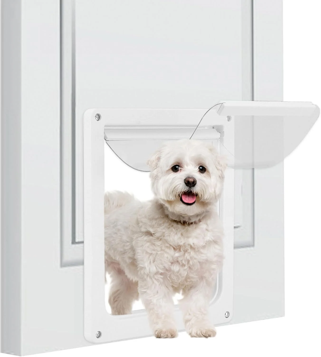درب دریچه ای سگ Banapoy برای حیوانات خانگی، درب بزرگ پلاستیکی ورودی دیوار برای سگ ها، ضد آب و هوا با دریچه شفاف، مناسب برای فضای داخلی و خارجی (L)