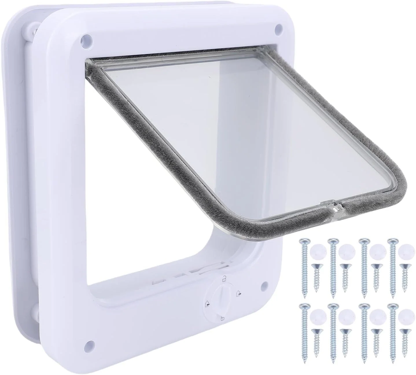 درب گربه بناپوی، درب ایمنی حیوانات خانگی با قفل 4 طرفه، ضد آب و هوا، دریچه حریم خصوصی گربه برای پنجره داخلی و خارجی (سایز M)