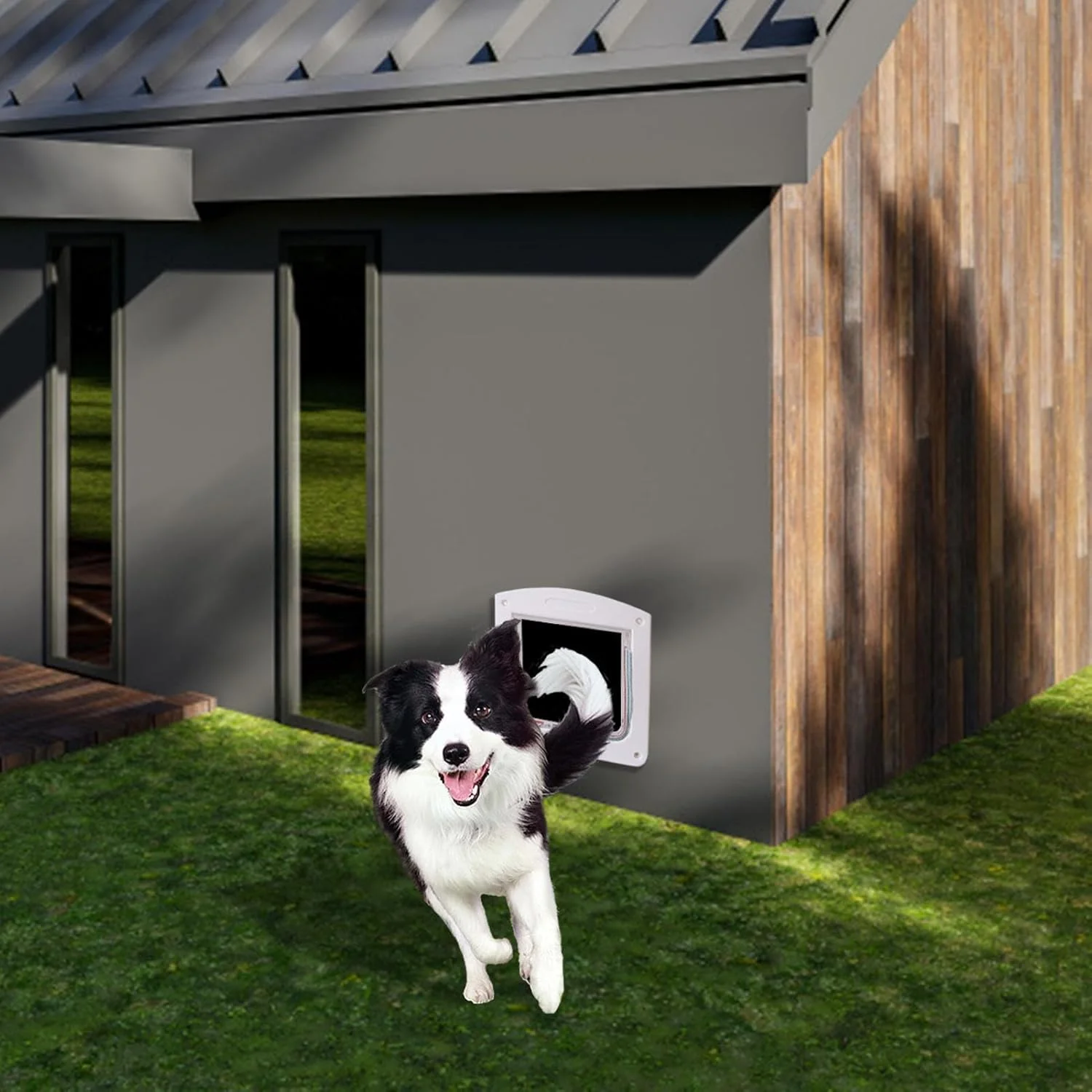 درب گربه برای درب بیرونی - دریچه بزرگ درب گربه و سگ با قفل 4 طرفه | نصب در درب های داخلی و خارجی، درب حیوانات خانگی ضد آب برای درب های چوبی پی وی سی فلزی، دیوار آجری