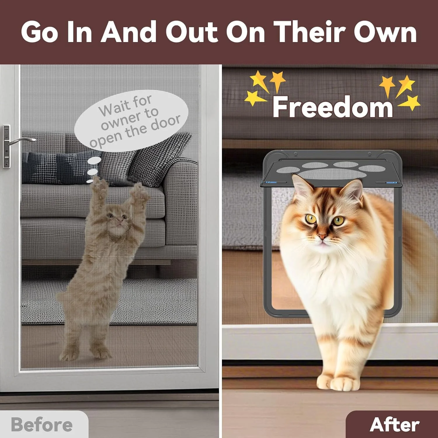 درب توری گربه Billionchains با بست مغناطیسی، درب توری سگ برای درب/پنجره توری کشویی، درب قفل‌شو برای بچه گربه/گربه‌ها/سگ‌ها