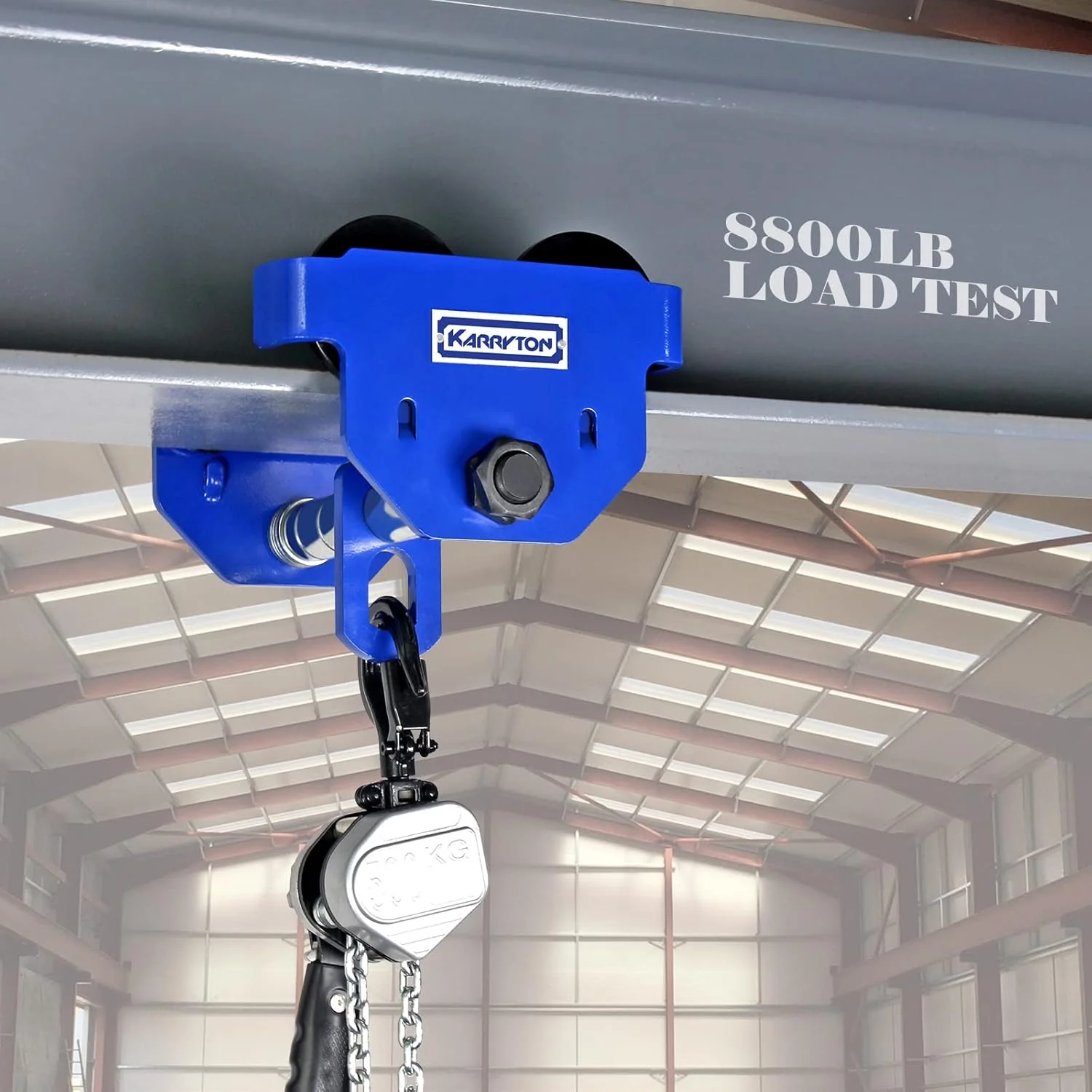 چرخ دستی تیرآهن KARRYTON با ظرفیت 1 تن/2200 پوند، عرض فلنج قابل تنظیم 2.5 تا 8 اینچ، چرخ دستی دستی سنگین با غلتک های دوگانه برای بالابرهای جرثقیل، بالابرهای گاراژ، تیرآهن های مستقیم/منحنی