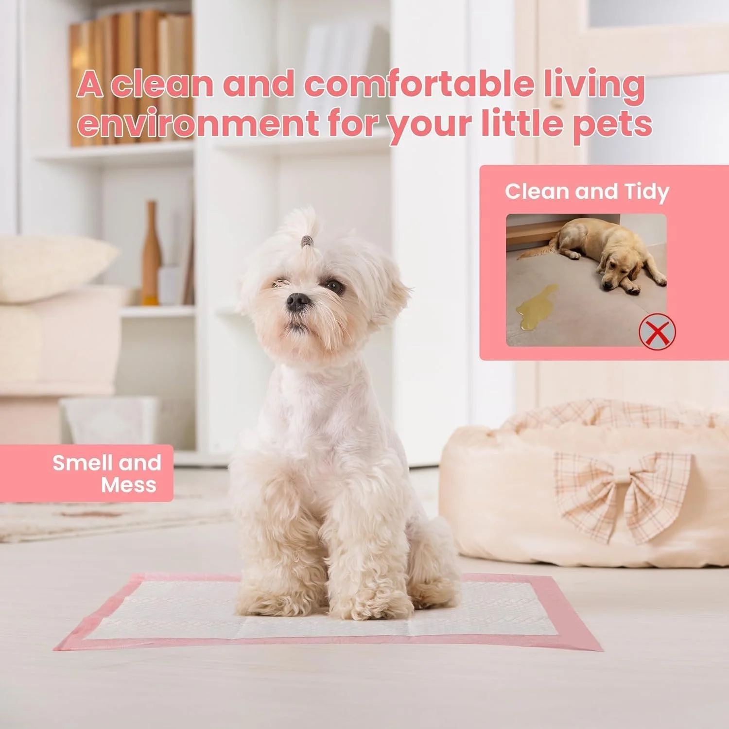 پدهای آموزشی سگ یکبار مصرف SKY-TOUCH، 50 عددی، 45X60 سانتی متر، پدهای ادرار جاذب و سریع خشک شونده و ضد نشت با 5 لایه بسیار جاذب، پدهای توله سگ برای آموزش دستشویی حیوانات خانگی، صورتی پدهای آموزشی سگ یکبار مصرف SKY-TOUCH، 50 عددی، 45X60 سانتی متر، پدهای ادرار جاذب و سریع خشک شونده و ضد نشت با 5 لایه بسیار جاذب، پدهای توله سگ برای آموزش دستشویی حیوانات خانگی، صورتی