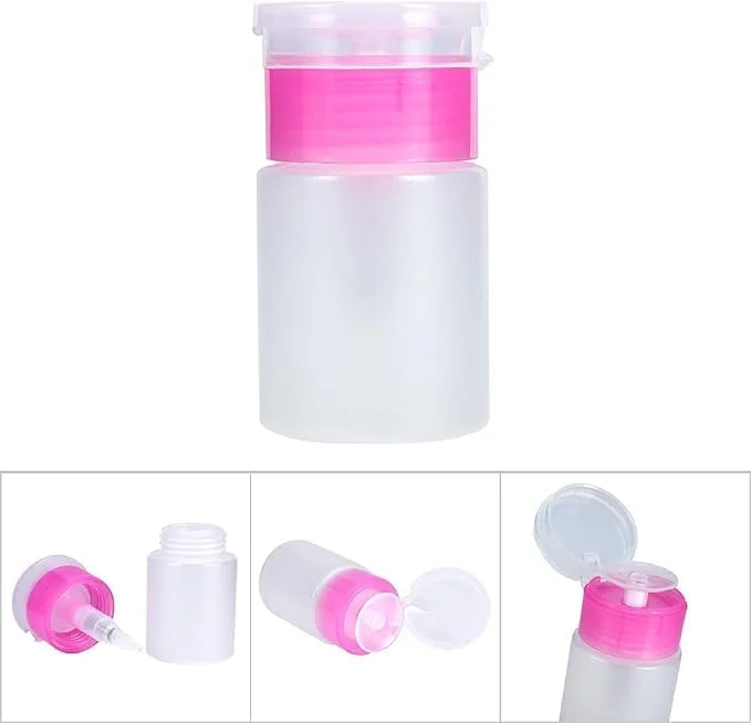 پمپ فشاری استون، 6 عدد، بطری پخش کننده 60 میلی لیتری لاک پاک کن، بطری خالی مایع برای لاک ناخن و پاک کننده آرایش (صورتی)