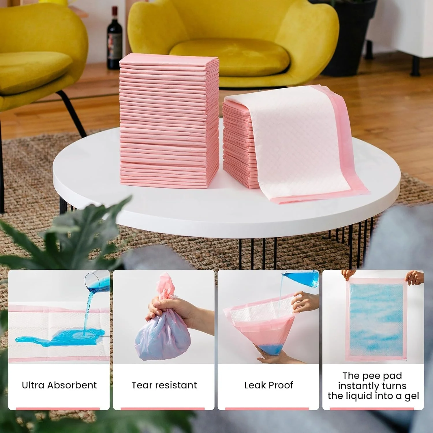 پدهای آموزشی سگ یکبار مصرف SKY-TOUCH، 50 عددی، 45X60 سانتی متر، پدهای ادرار جاذب و سریع خشک شونده و ضد نشت با 5 لایه بسیار جاذب، پدهای توله سگ برای آموزش دستشویی حیوانات خانگی، صورتی پدهای آموزشی سگ یکبار مصرف SKY-TOUCH، 50 عددی، 45X60 سانتی متر، پدهای ادرار جاذب و سریع خشک شونده و ضد نشت با 5 لایه بسیار جاذب، پدهای توله سگ برای آموزش دستشویی حیوانات خانگی، صورتی