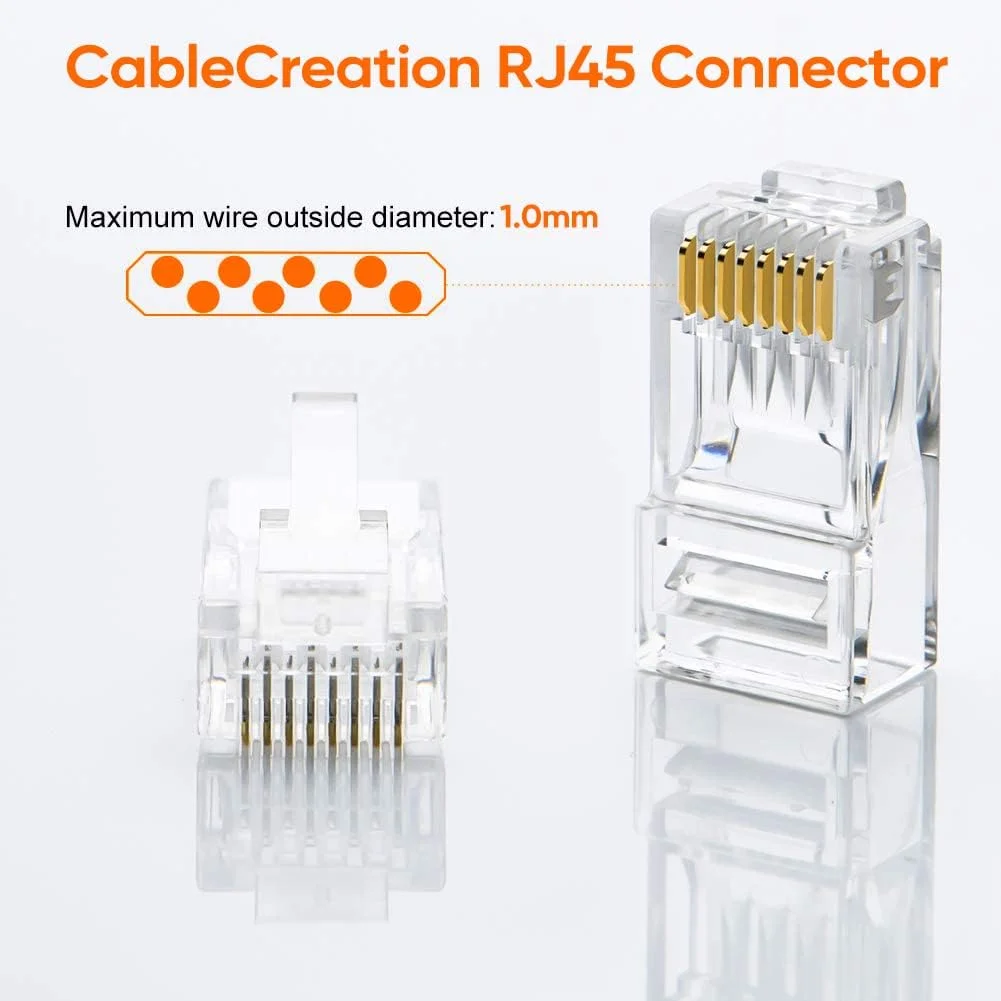 اتصالات Cat6 RJ45 CableCreation، بسته 50 عددی کانکتور Cat6 CableCreation، کانکتور Cat6a / Cat5e RJ45، کانکتورهای پرس کابل اترنت UTP برای سیم مفتولی و کابل استاندارد، شفاف اتصالات Cat6 RJ45 CableCreation، بسته 50 عددی کانکتور Cat6 CableCreation، کانکتور Cat6a / Cat5e RJ45، کانکتورهای پرس کابل اترنت UTP برای سیم مفتولی و کابل استاندارد، شفاف