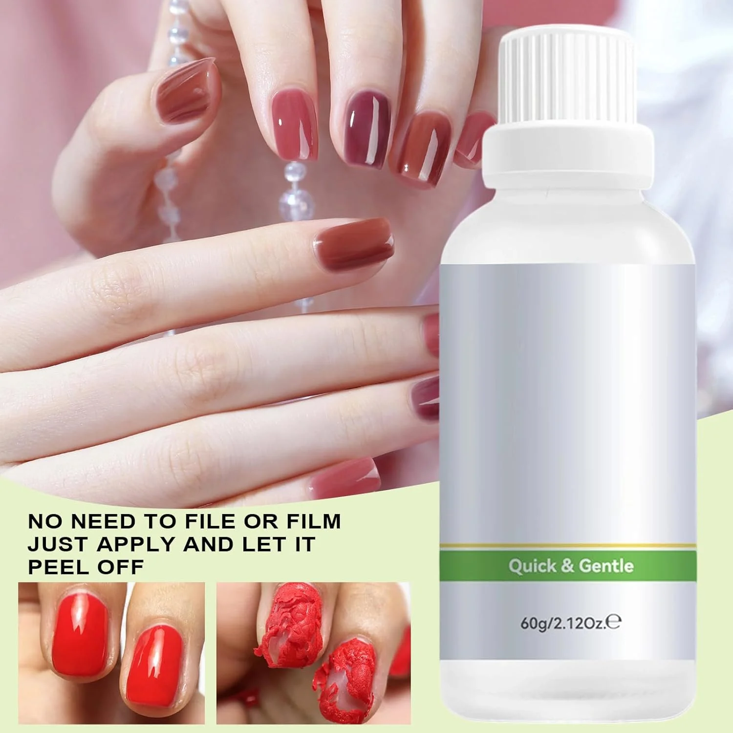 محلول پاک کننده لاک ژل - 60 میلی لیتر، پاک کننده چسب ناخن اکریلیک - مناسب مانیکور و پدیکور بانوان و آقایان، مراقبت از ناخن برای سفر، سالن زیبایی، افراد مبتدی، حرفه ای، مادر، همسر و دختران