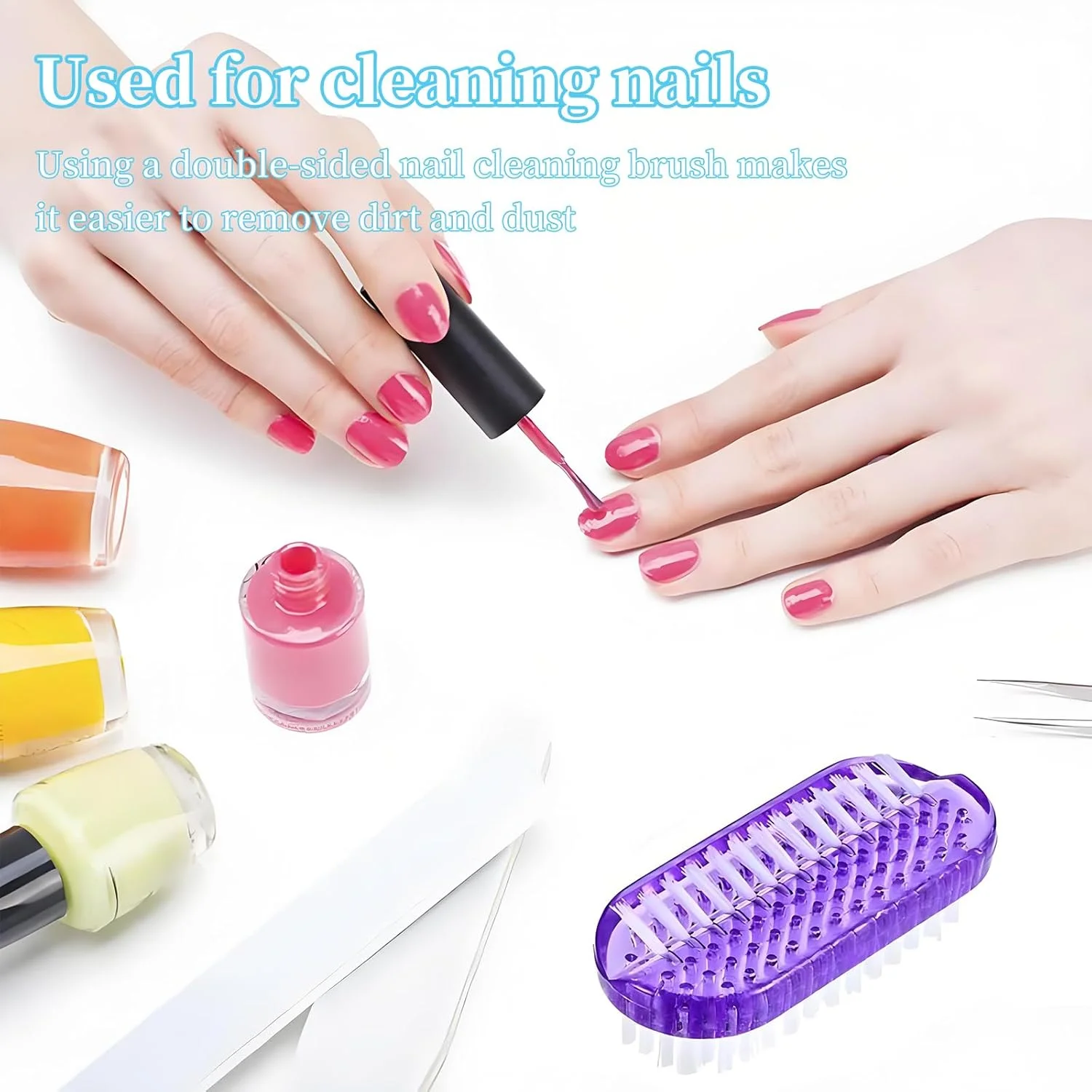 نالاینا، برس تمیز کننده ناخن 4 عددی، برس اسکراب دو طرفه ناخن دست، برس نرم و زبر برای تمیز کردن ناخن های دست و پا، مناسب برای آقایان و بانوان