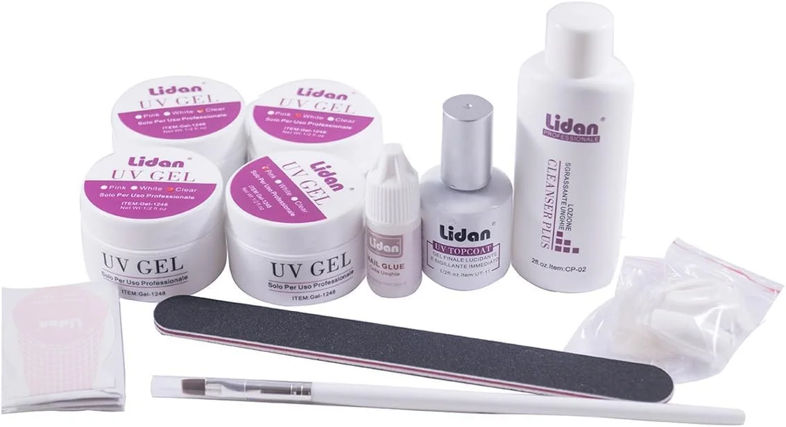 کیت ژل ناخن UV حرفه ای Lidan، ست کامل مانیکور با ژل های UV، چسب ناخن، پاک کننده و ابزار کیت ژل ناخن UV حرفه ای Lidan، ست کامل مانیکور با ژل های UV، چسب ناخن، پاک کننده و ابزار