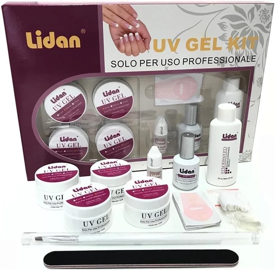 کیت ژل ناخن UV حرفه ای Lidan، ست کامل مانیکور با ژل های UV، چسب ناخن، پاک کننده و ابزار کیت ژل ناخن UV حرفه ای Lidan، ست کامل مانیکور با ژل های UV، چسب ناخن، پاک کننده و ابزار