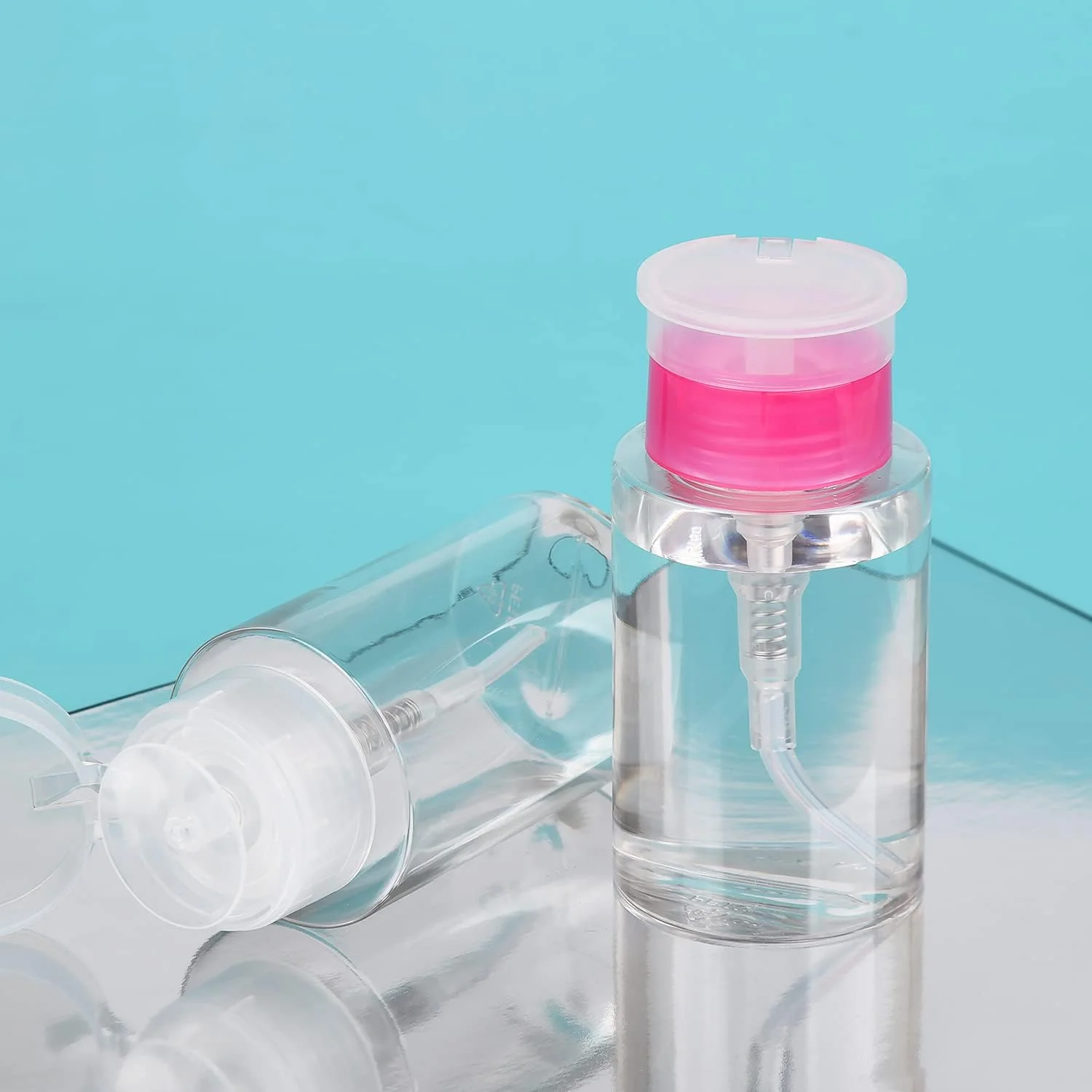 MFUOE 2 عدد بطری خالی پمپ دار 150 میلی لیتری پاک کننده لاک ناخن، بطری فشاری برای پاک کننده آرایش و مایعات MFUOE 2 عدد بطری خالی پمپ دار 150 میلی لیتری پاک کننده لاک ناخن، بطری فشاری برای پاک کننده آرایش و مایعات