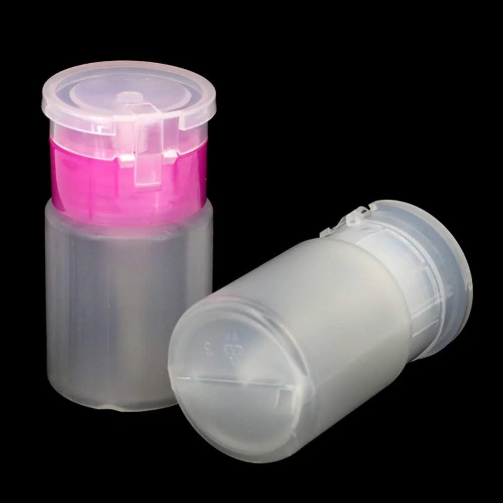 لاسنرسیم بسته 4 عددی بطری پمپ خالی فشاری 60 میلی لیتری، بطری خالی پمپ پخش کننده لاک پاک کن با درب چرخشی برای پاک کننده لاک ناخن، سازمان دهنده آرایش، بطری مسافرتی