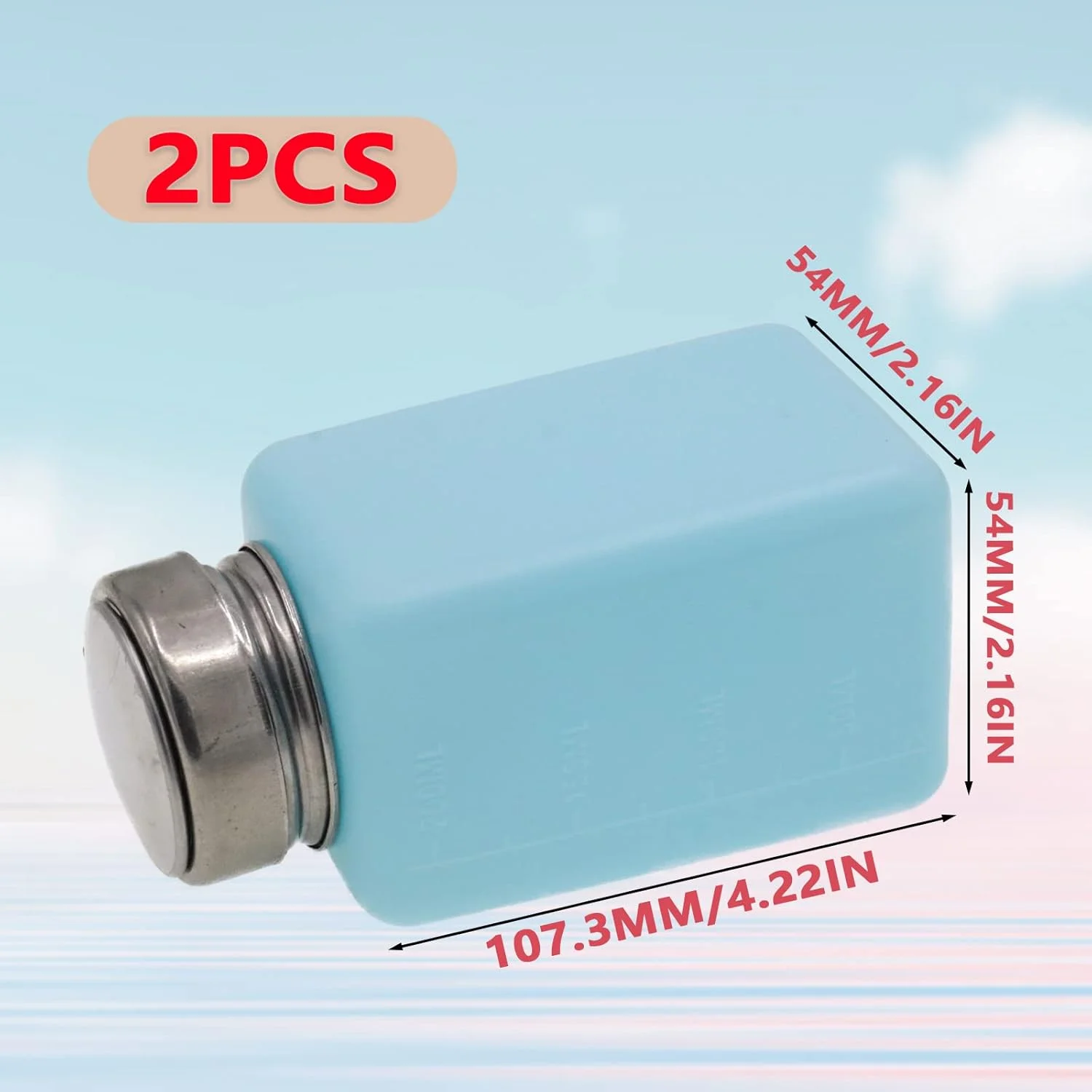 ظرف پخش کننده 2 عددی 200 میلی لیتری Joyangy با پمپ استیل ضد زنگ تک لمسی، بطری فشاری پلاستیکی آبی مربعی برای الکل، پاک کننده لاک ناخن، پاک کننده آرایش، پاک کننده ظرف پخش کننده 2 عددی 200 میلی لیتری Joyangy با پمپ استیل ضد زنگ تک لمسی، بطری فشاری پلاستیکی آبی مربعی برای الکل، پاک کننده لاک ناخن، پاک کننده آرایش، پاک کننده