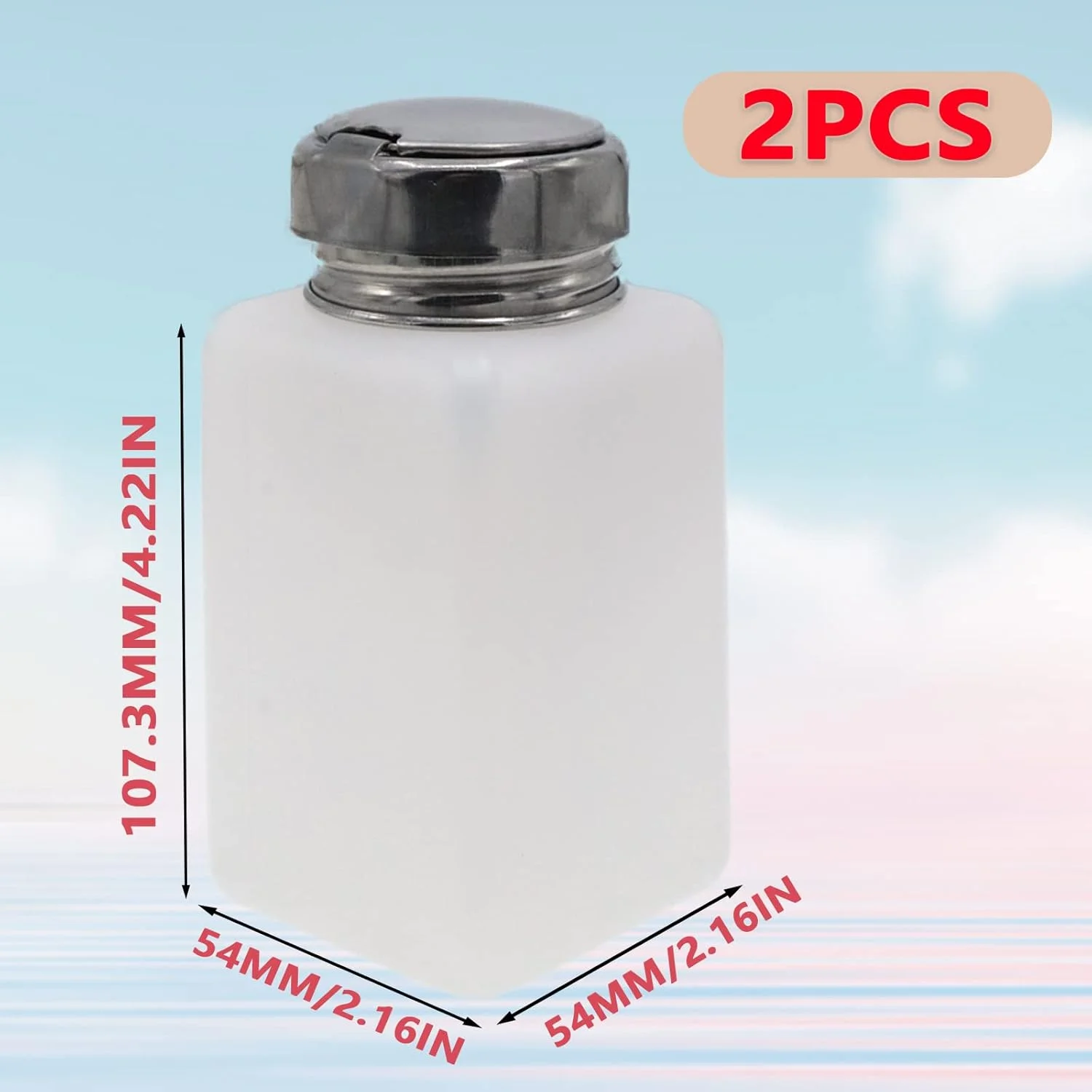 بطری پمپی 200 میلی لیتری Joyangy، بسته 2 عددی، با پمپ استیل ضد زنگ تک لمسی، بطری فشاری پلاستیکی سفید مربعی برای الکل، پاک کننده لاک ناخن، پاک کننده آرایش، پاک کننده بطری پمپی 200 میلی لیتری Joyangy، بسته 2 عددی، با پمپ استیل ضد زنگ تک لمسی، بطری فشاری پلاستیکی سفید مربعی برای الکل، پاک کننده لاک ناخن، پاک کننده آرایش، پاک کننده