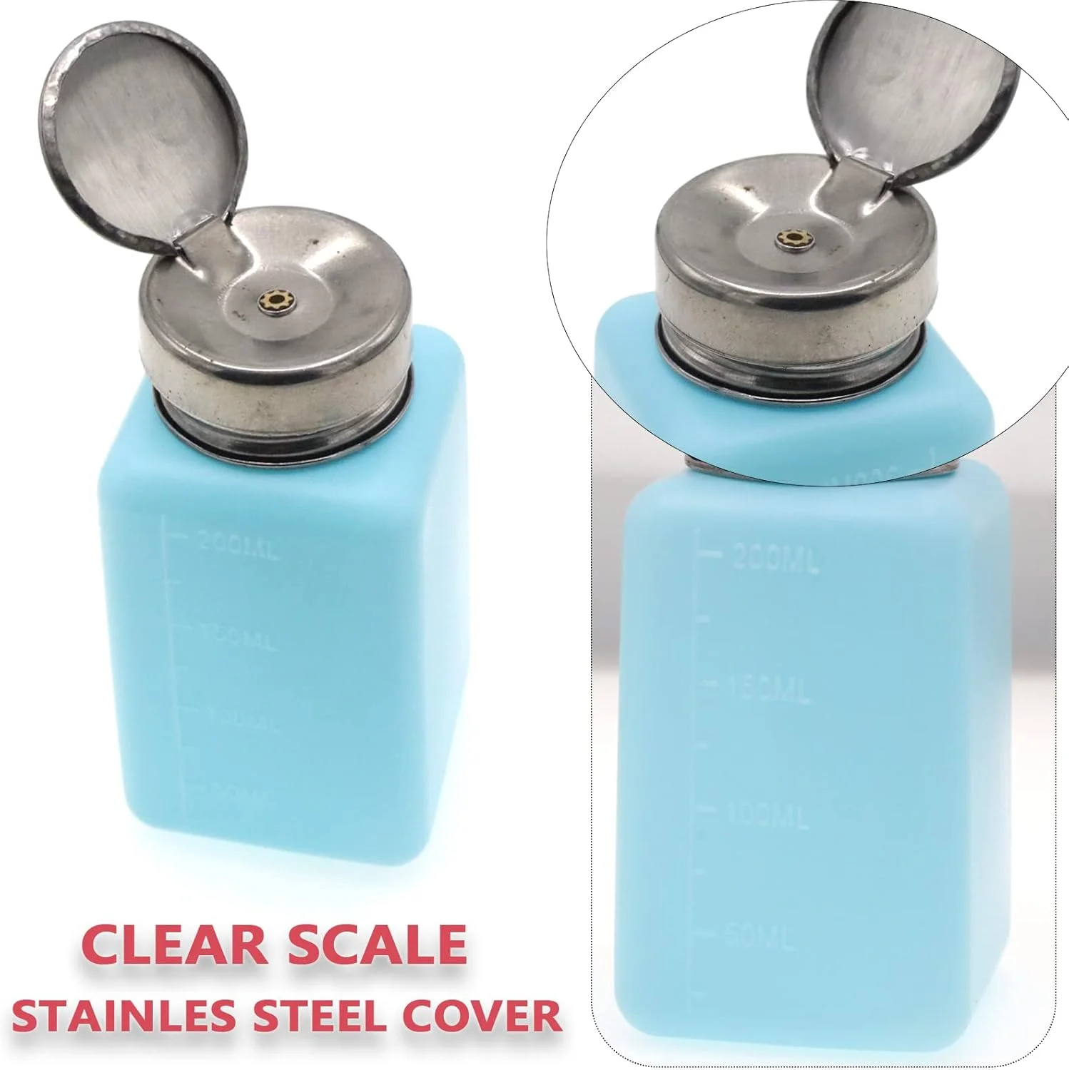 ظرف پخش کننده 2 عددی 200 میلی لیتری Joyangy با پمپ استیل ضد زنگ تک لمسی، بطری فشاری پلاستیکی آبی مربعی برای الکل، پاک کننده لاک ناخن، پاک کننده آرایش، پاک کننده ظرف پخش کننده 2 عددی 200 میلی لیتری Joyangy با پمپ استیل ضد زنگ تک لمسی، بطری فشاری پلاستیکی آبی مربعی برای الکل، پاک کننده لاک ناخن، پاک کننده آرایش، پاک کننده