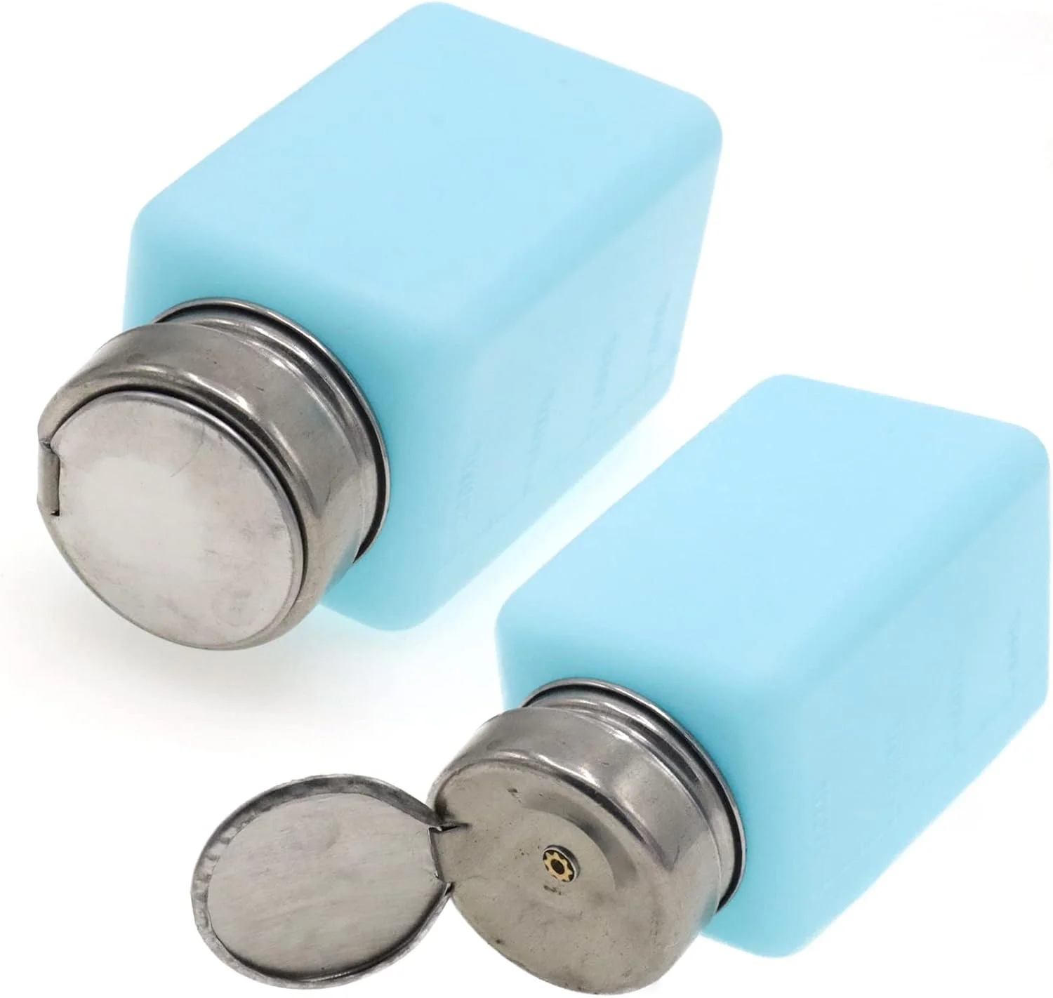 ظرف پخش کننده 2 عددی 200 میلی لیتری Joyangy با پمپ استیل ضد زنگ تک لمسی، بطری فشاری پلاستیکی آبی مربعی برای الکل، پاک کننده لاک ناخن، پاک کننده آرایش، پاک کننده ظرف پخش کننده 2 عددی 200 میلی لیتری Joyangy با پمپ استیل ضد زنگ تک لمسی، بطری فشاری پلاستیکی آبی مربعی برای الکل، پاک کننده لاک ناخن، پاک کننده آرایش، پاک کننده