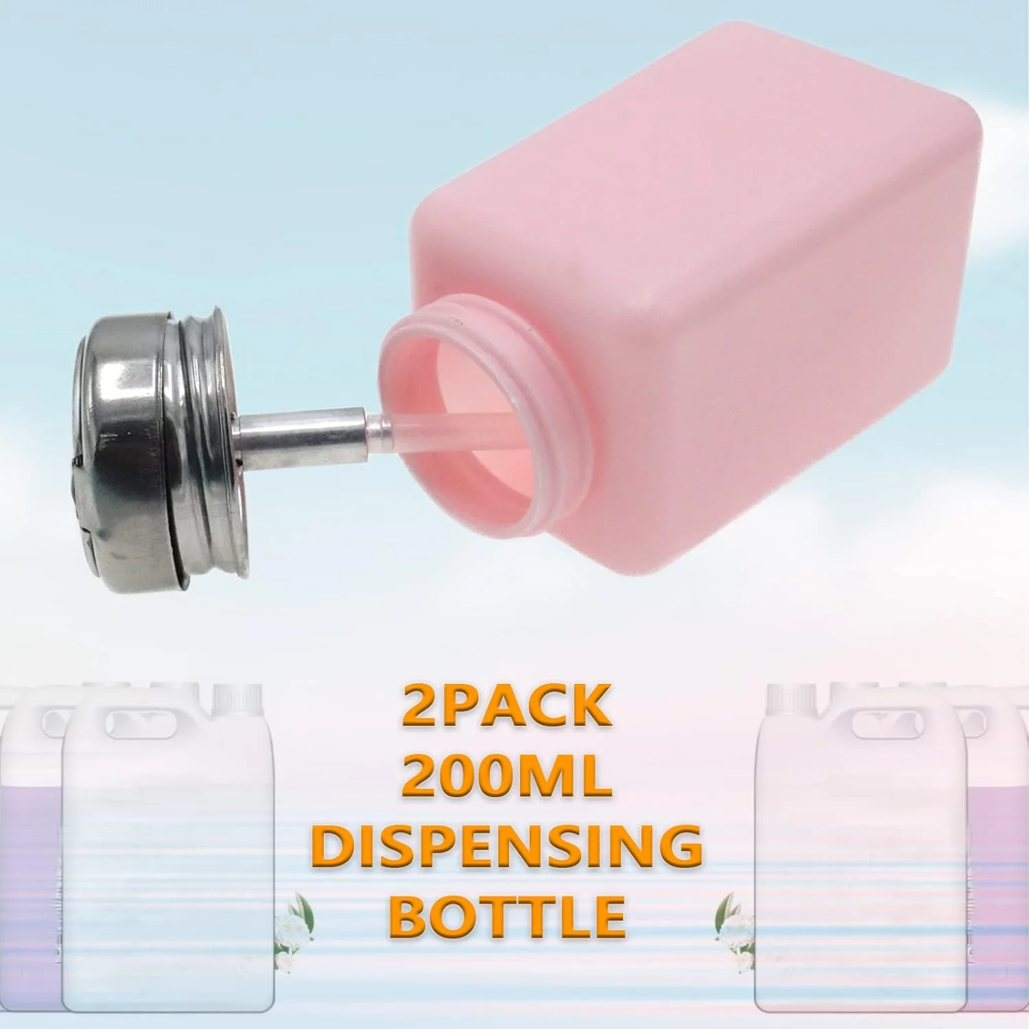 ظرف پمپی 200 میلی لیتری Joyangy، بسته 2 عددی، با پمپ استیل ضد زنگ تک لمسی، بطری فشاری پلاستیکی صورتی مربعی برای الکل، پاک کننده لاک ناخن، پاک کننده آرایش، پاک کننده ظرف پمپی 200 میلی لیتری Joyangy، بسته 2 عددی، با پمپ استیل ضد زنگ تک لمسی، بطری فشاری پلاستیکی صورتی مربعی برای الکل، پاک کننده لاک ناخن، پاک کننده آرایش، پاک کننده