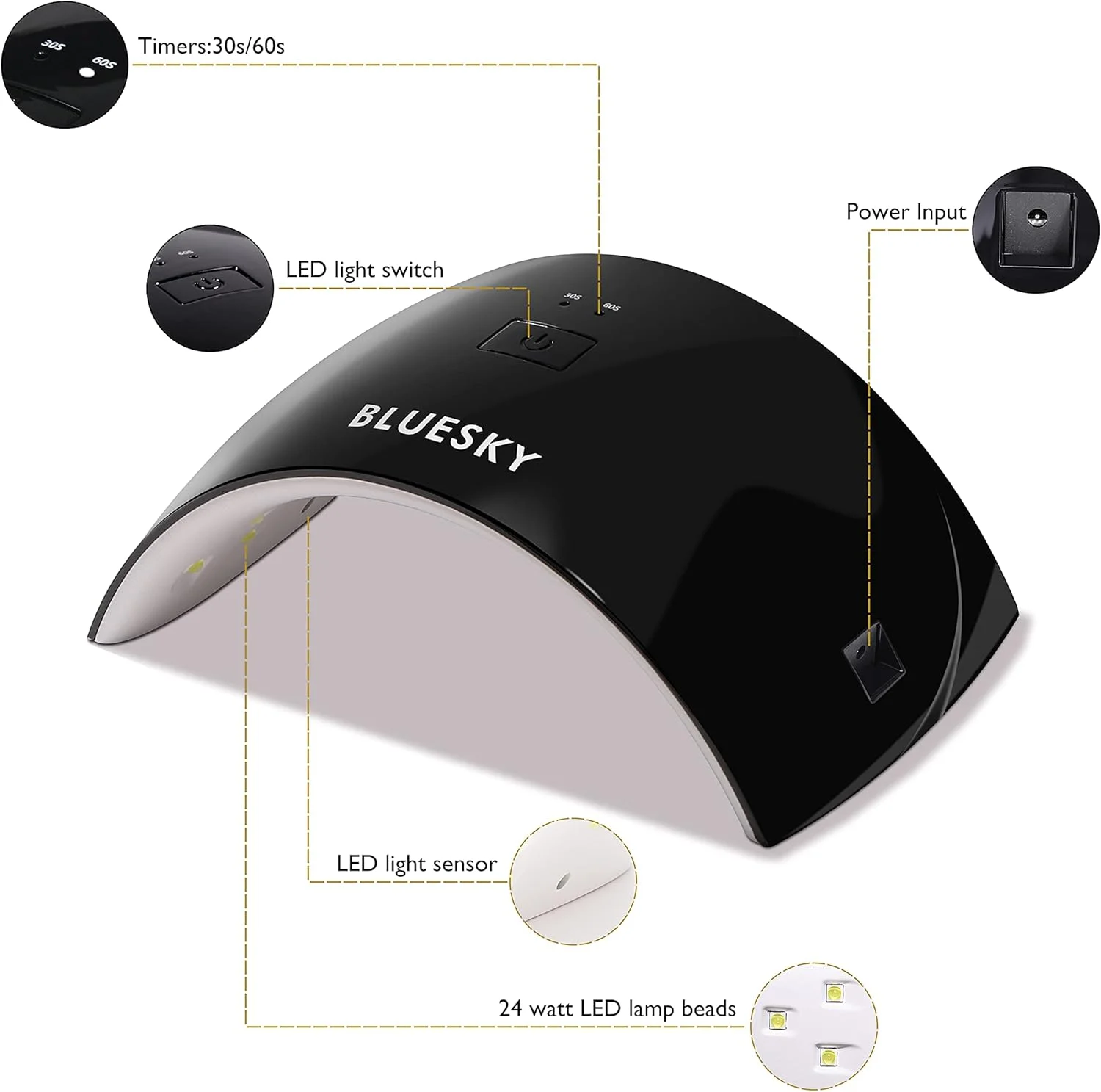 ست شروع لاک ژل Bluesky، ست لاک ژل با دستگاه خشک کن ناخن UV LED 24 واتی، 3 عدد لاک ژل 10 میلی لیتری، دستمال مرطوب پاک کننده، تاپ کت و بیس کت، سوهان و بافر ناخن [اختصاصی آمازون]