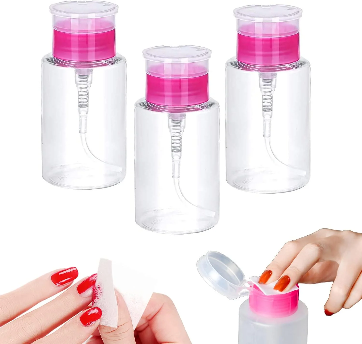 ظرف پمپ دار لاک پاک کن اسکای پرو 150 میلی لیتر، بطری خالی مسافرتی فشاری برای پاک کننده لاک ناخن و پاک کننده آرایش، ابزار طراحی ناخن (بسته 3 عددی)