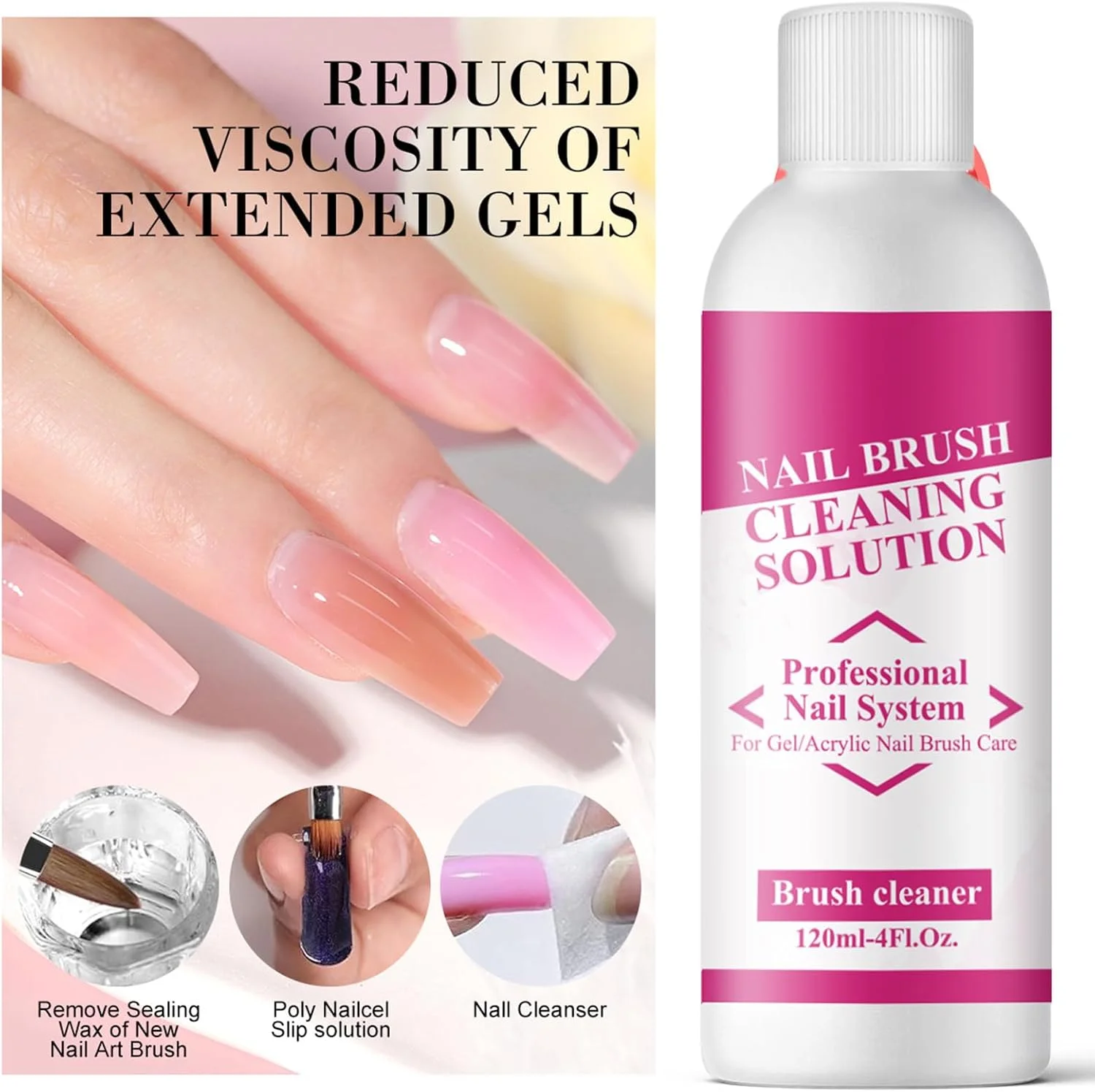محلول لغزنده ژل ناخن، پاک کننده ژل 120 میلی لیتری برای ناخن | محلول لغزنده مانیکور برای متخصصان، دانشجویان، سالن ها، خانم ها، مبتدیان، مسابقات، کارگاه ها