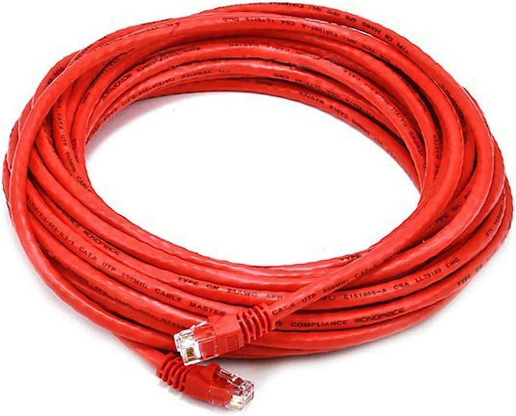 کابل شبکه اترنت Cat6 مونوپرایس - کابل اینترنت شبکه - RJ45، رشته ای، 550 مگاهرتز، UTP، سیم مسی خالص، 24AWG، 9 متر، قرمز