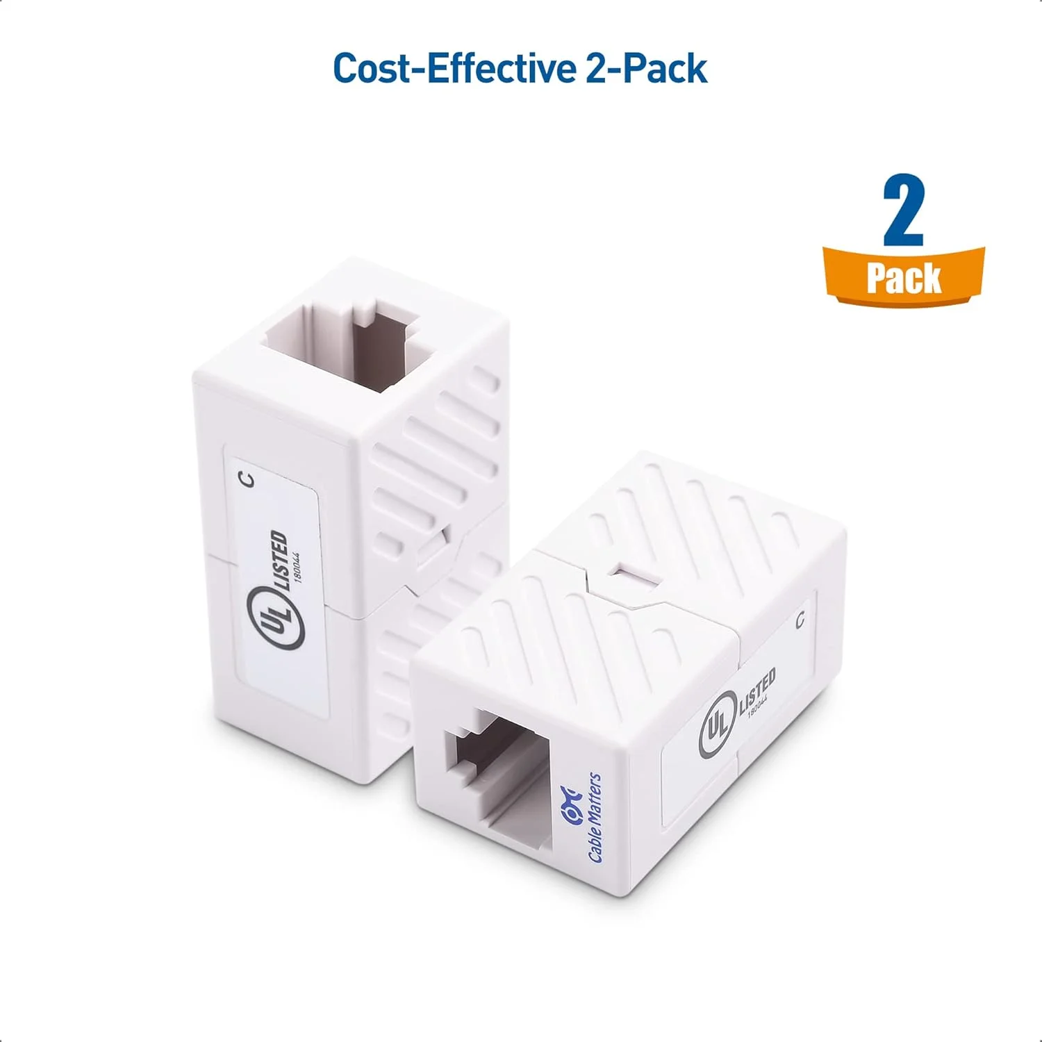 کوپلر اترنت Cable Matters [دارای تاییدیه UL] بسته 2 عددی (کوپلر RJ45، کوپلر Cat6، آداپتور توسعه دهنده اترنت) - سفید