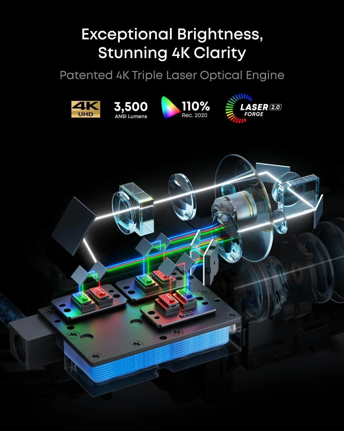 پروژکتور لیزری سه گانه 4K نِبولا X1، 3500 انسی لومن، کنتراست 56000:1، صدای استریو 40 وات، زوم اپتیکال 0.9-1.5، هوش مصنوعی هوشمند، Dolby Vision، صفحه نمایش 300 اینچی، گیمبال میکرو داخلی، GTV، دسته