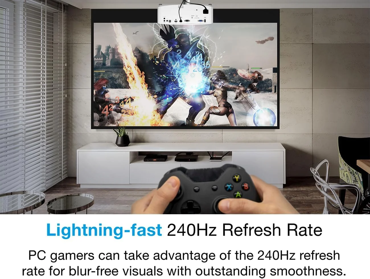 پروژکتور گیمینگ اپتوما UHD38x با روشنایی بالا و کیفیت 4K UHD واقعی | 4000 لومن | زمان پاسخگویی 4.2 میلیثانیه در 1080p با حالت بازی پیشرفته | کمترین تاخیر ورودی در پروژکتور 4K | نرخ تازهسازی 240 هرتز | HDR10 و HLG، سفید پروژکتور گیمینگ اپتوما UHD38x با روشنایی بالا و کیفیت 4K UHD واقعی | 4000 لومن | زمان پاسخگویی 4.2 میلیثانیه در 1080p با حالت بازی پیشرفته | کمترین تاخیر ورودی در پروژکتور 4K | نرخ تازهسازی 240 هرتز | HDR10 و HLG، سفید